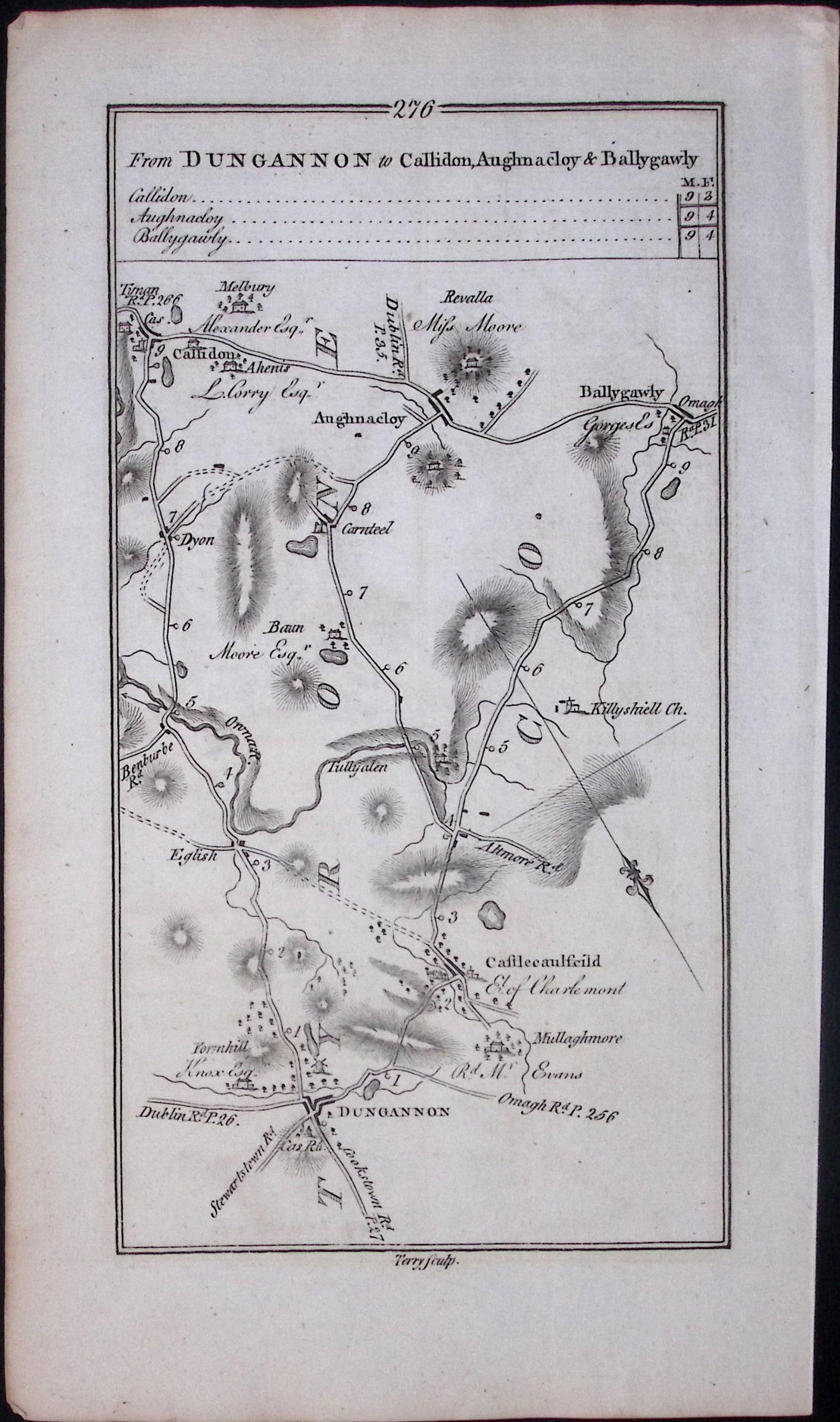 Ireland Rare Antique 1777 Road Map Dungannon, Newry, Strabane-276 - 2