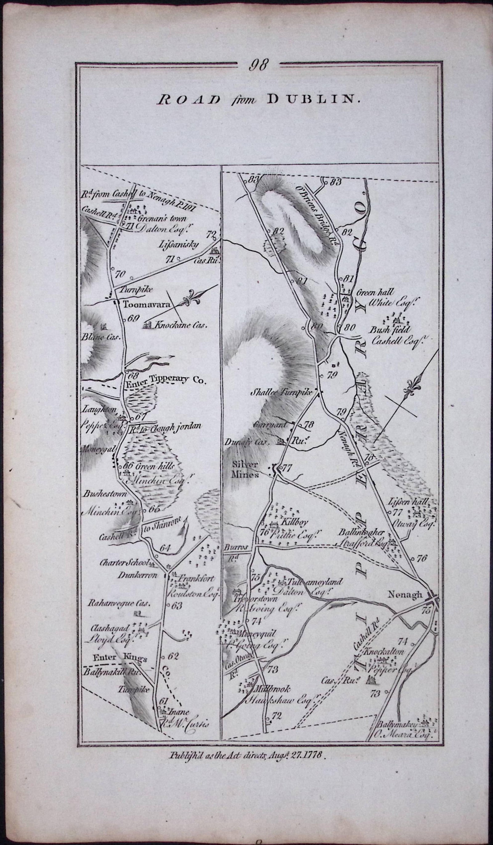 Ireland 245 Years -Old Antique Road Map Dublin, Tipperary, Limerick-98: Title: Ireland 245 Years -Old Antique Road Map Dublin, Tipperary, Limerick-98 Description: This Rare Irish Road Map Has Been Removed from a First Edition Copy of. Taylor &