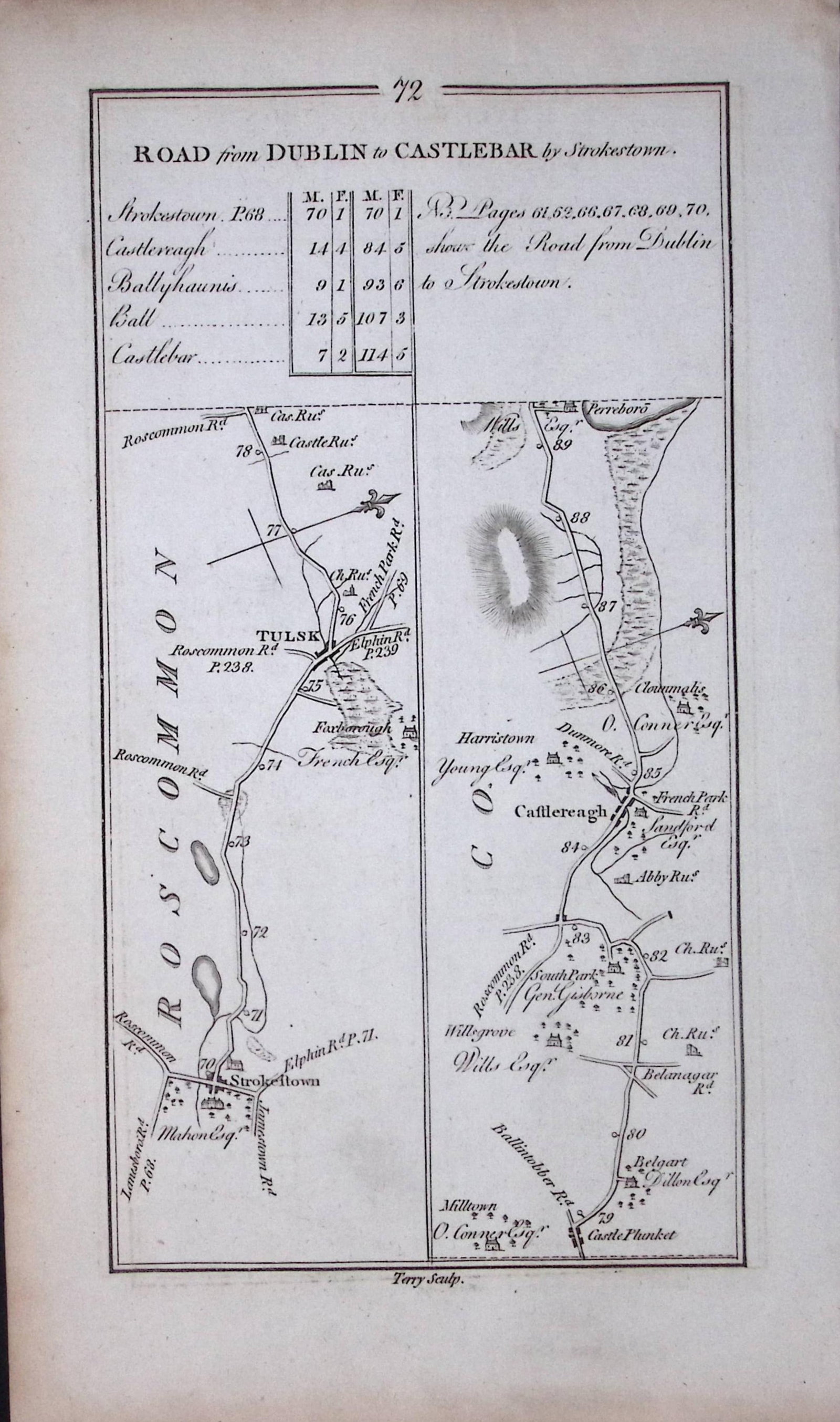 Ireland 245 Years -Old Antique Road Map To Boyle & Roscommon-72 (1 of 3)