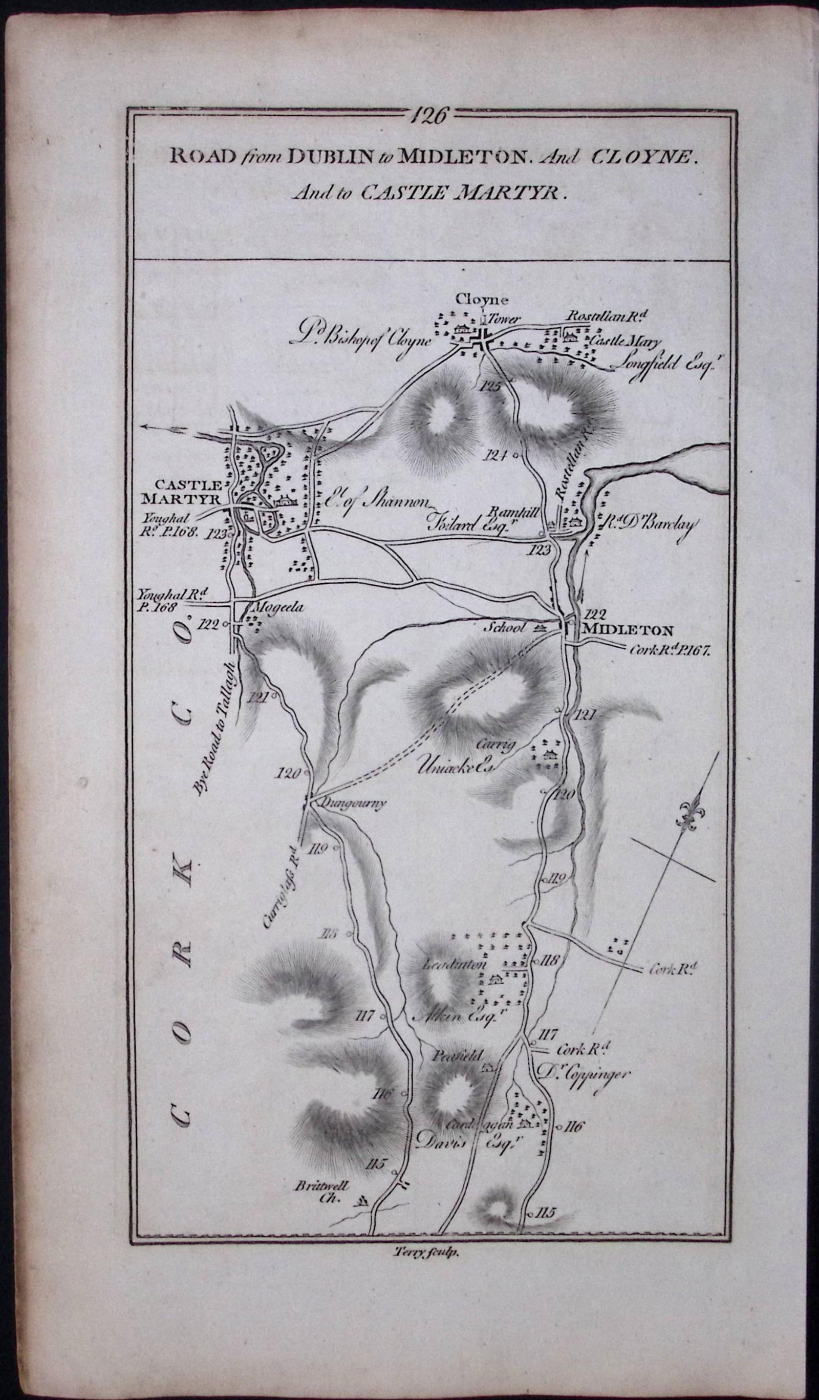 Ireland 245 Years -Old Antique Road Map Dublin To Middleton, Cork-126 - 2