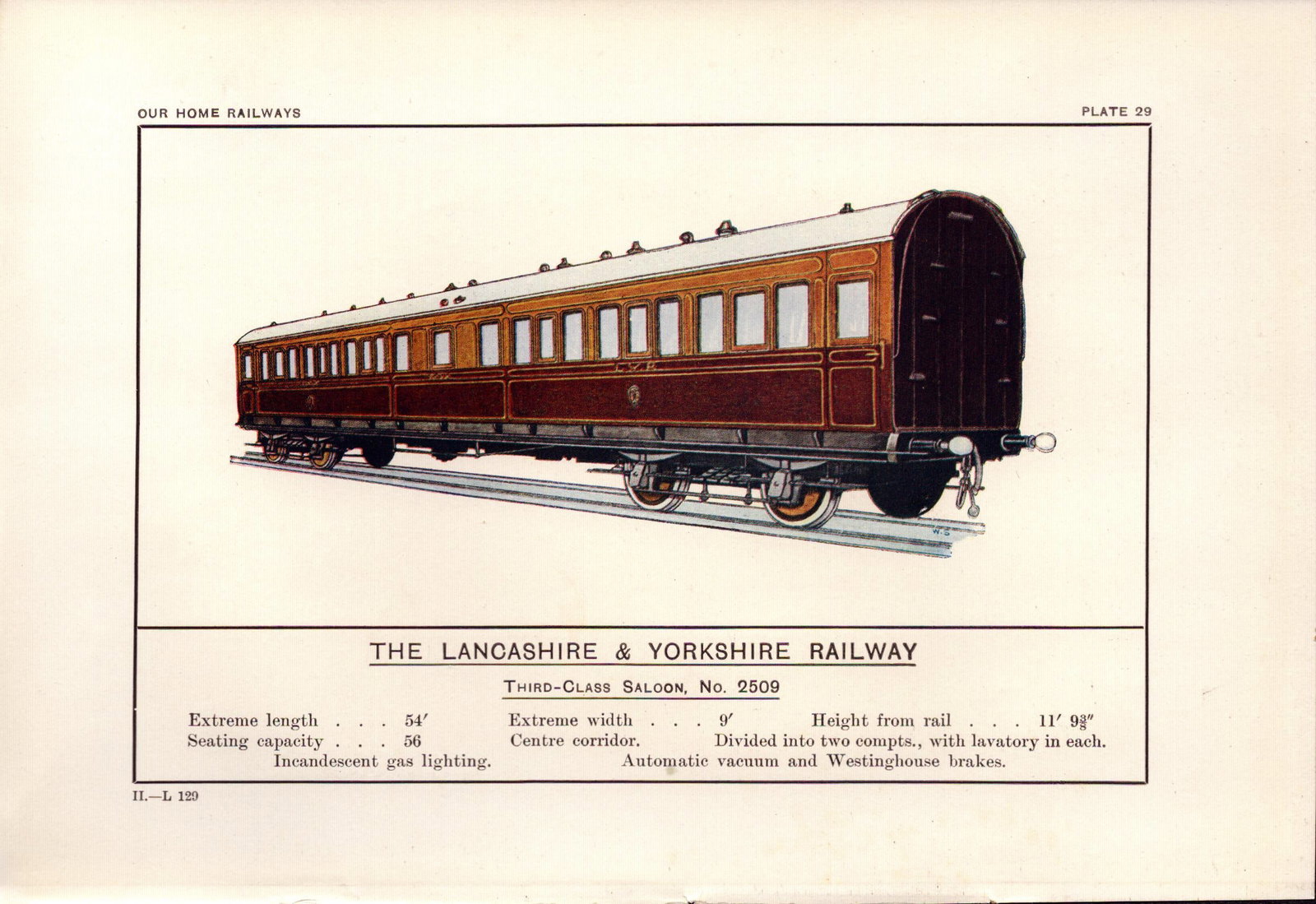 Lancashire & Yorkshire Railway Carriage No 2509 Train Antique Book Plate.: Title: Lancashire & Yorkshire Railway Carriage No 2509 Train Antique Book Plate. Description: This Print Has Been Removed from an Antique Edition of Our Home Ra