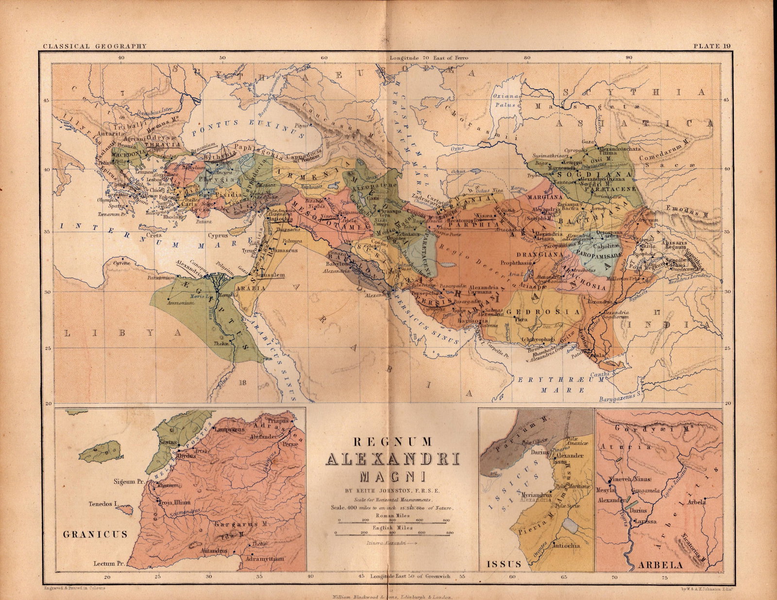 Antique 1867 Coloured Classical Map Regnum, Alexandria, Libya.: Title: Antique 1867 Coloured Classical Map Regnum, Alexandria, Libya. Description: This Map Has Been Removed from an Antique Edition of. AK Johnston Classical Geography Atlas Published In 1867.