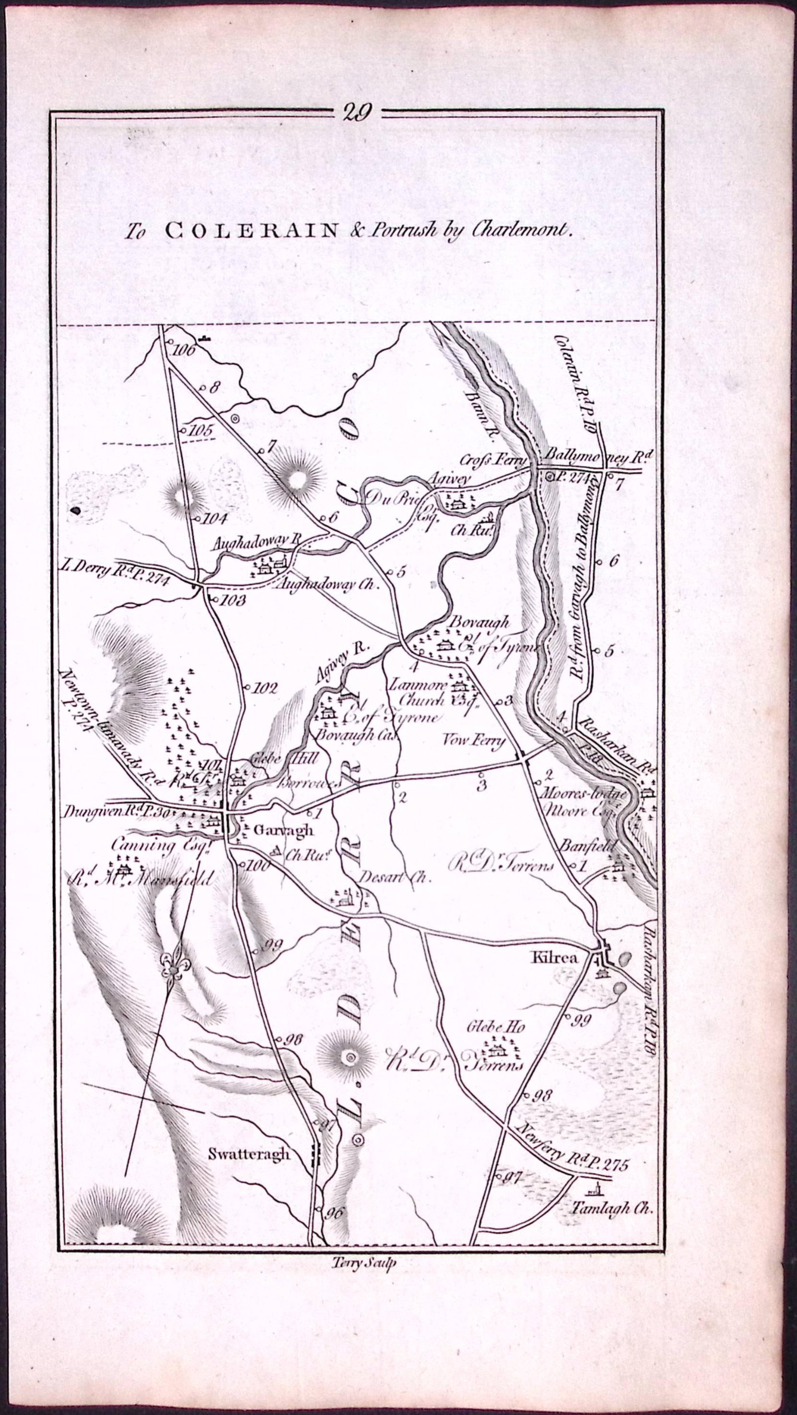 Ireland 245 Years -Old Antique Road Map Colerain, Portrush, Antrim-30: Title: Ireland 245 Years -Old Antique Road Map Colerain, Portrush, Antrim-30 Description: This Rare Irish Road Map Has Been Removed from a First Edition Copy of. Taylor &