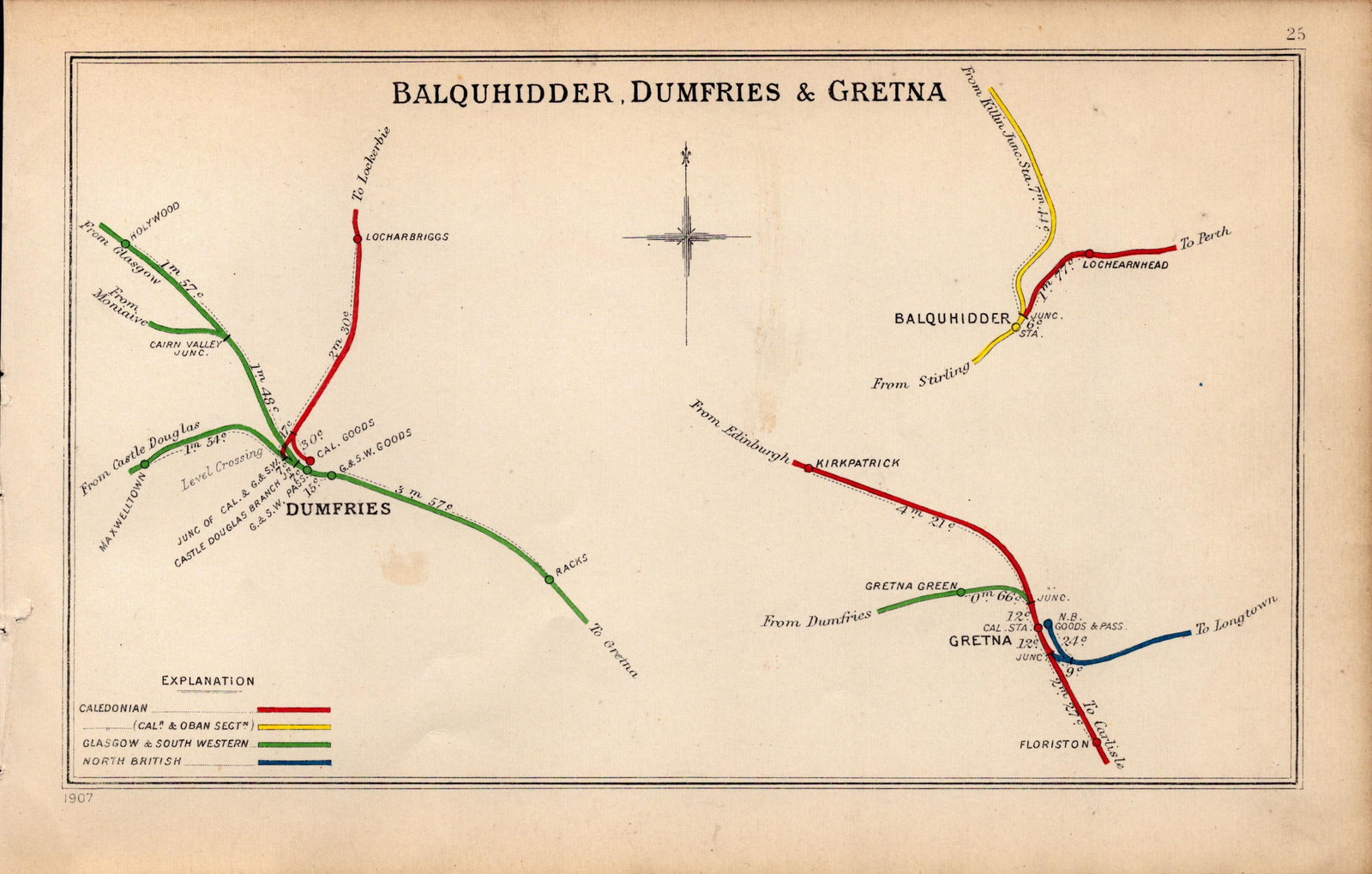 Gretna Green Dumfries Balquhidder Scotland Antique Railway Diagram-25. (1 of 2)