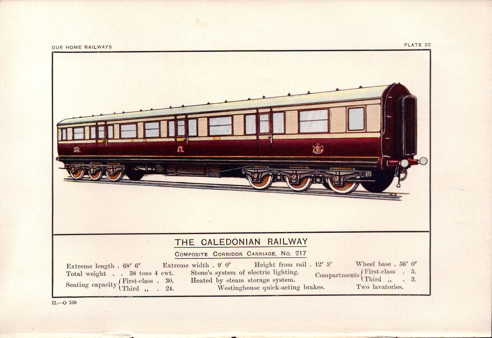The Caledonian Railway Carriage No 217 Train Antique Book Plate.: Title: The Caledonian Railway Carriage No 217 Train Antique Book Plate. Description: This Print Has Been Removed from an Antique Edition of Our Home Railways How They Began and How They are