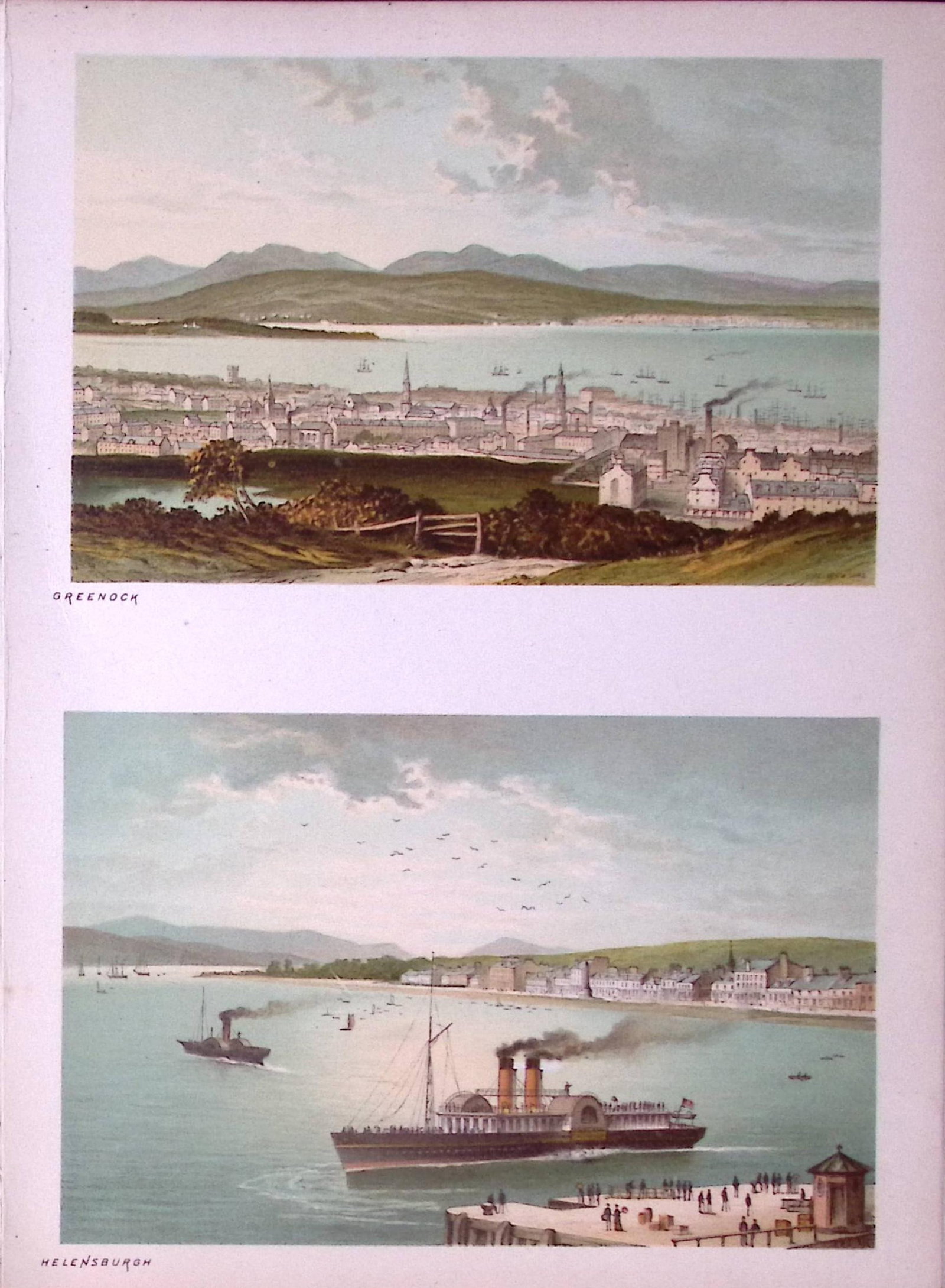 Scotland Greenock & Helensburgh Antique Coloured Print-25: Title: Scotland Greenock & Helensburgh Antique Coloured Print-25 Description: This Antique Illustration Has Been Removed from a First Edition of. Souvenir