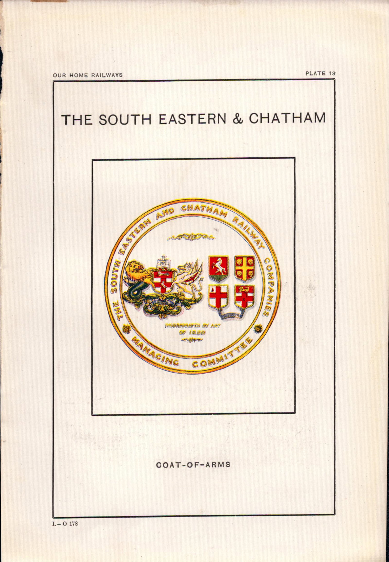 South Eastern & Chatham Railway Crest & Coat of Arms Antique Book Plate.: Title: South Eastern & Chatham Railway Crest & Coat of Arms Antique Book Plate. Description: This Print Has Been Removed from an Antique Edition of Our Home