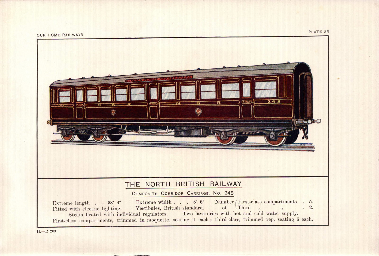 North British Railway Carriage No 248 Train Detailed Antique Book Plate. (1 of 2)