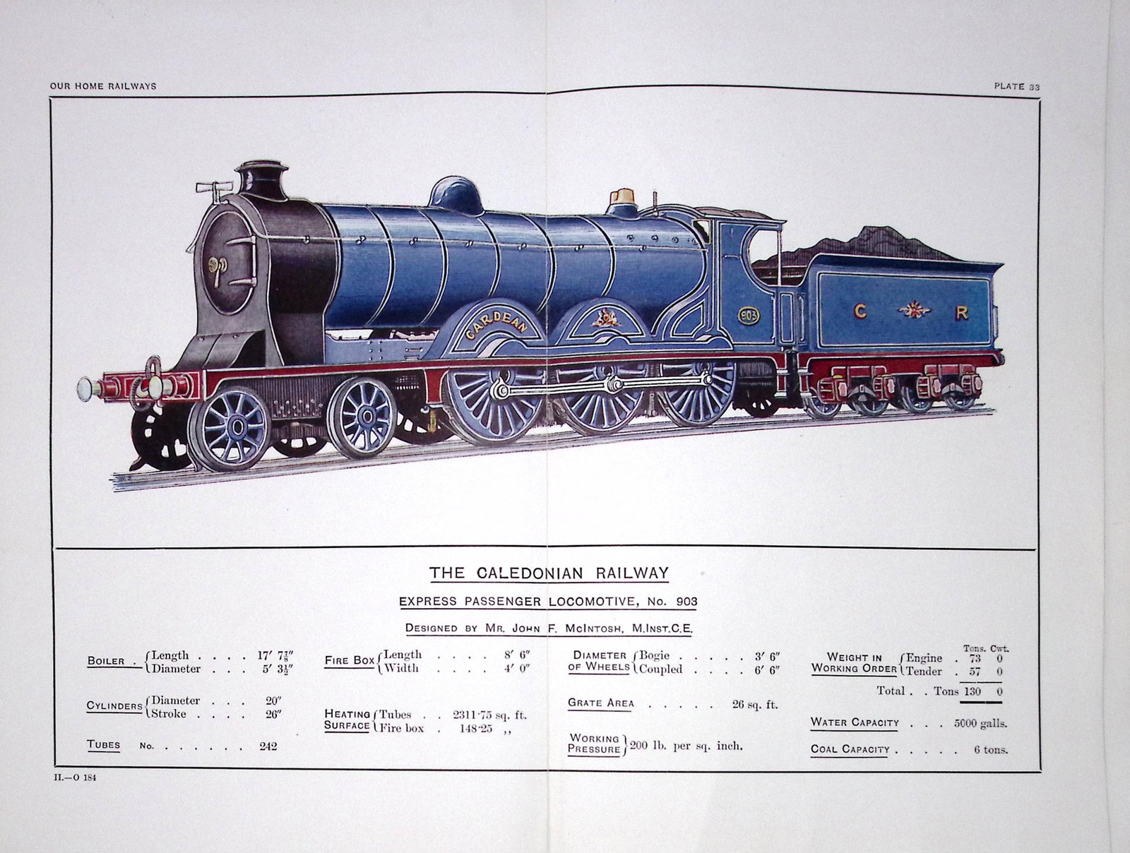 The Caledonian Railway Coloured Detailed Antique Book Plate.: Title: The Caledonian Railway Coloured Detailed Antique Book Plate. Description: This Print Has Been Removed from an Antique Edition of Our Home Railways How They B