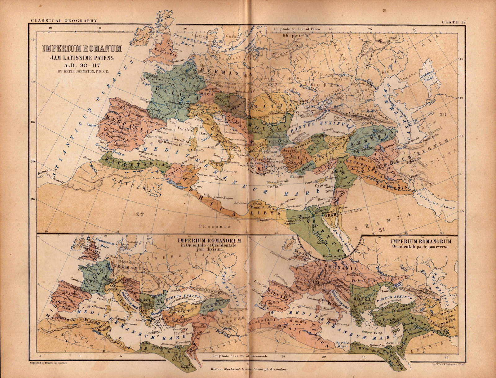 Antique 1867 Coloured Classical Geography Map Imperium Rome.: Title: Antique 1867 Coloured Classical Geography Map Imperium Rome. Description: This Map Has Been Removed from an Antique Edition of. AK Johnston Classical Geography Atlas Published In 1867. 