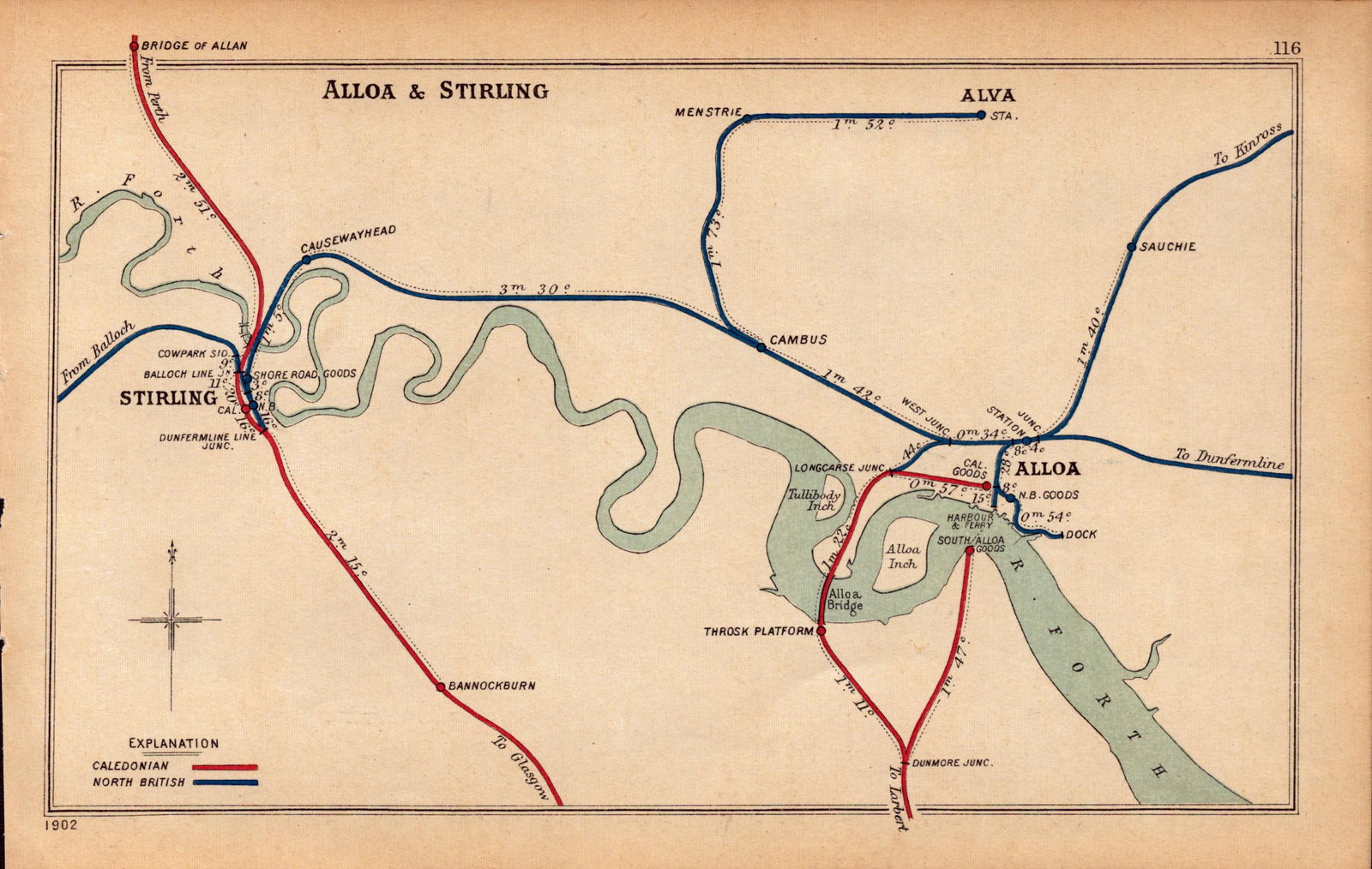 Alloa & Strling Scotland Antique Railway Junction Diagram-116.: Title: Alloa & Strling Scotland Antique Railway Junction Diagram-116. Description: This Antique Railway Junction Diagram Has Been Removed from a Copy of. 1920 R