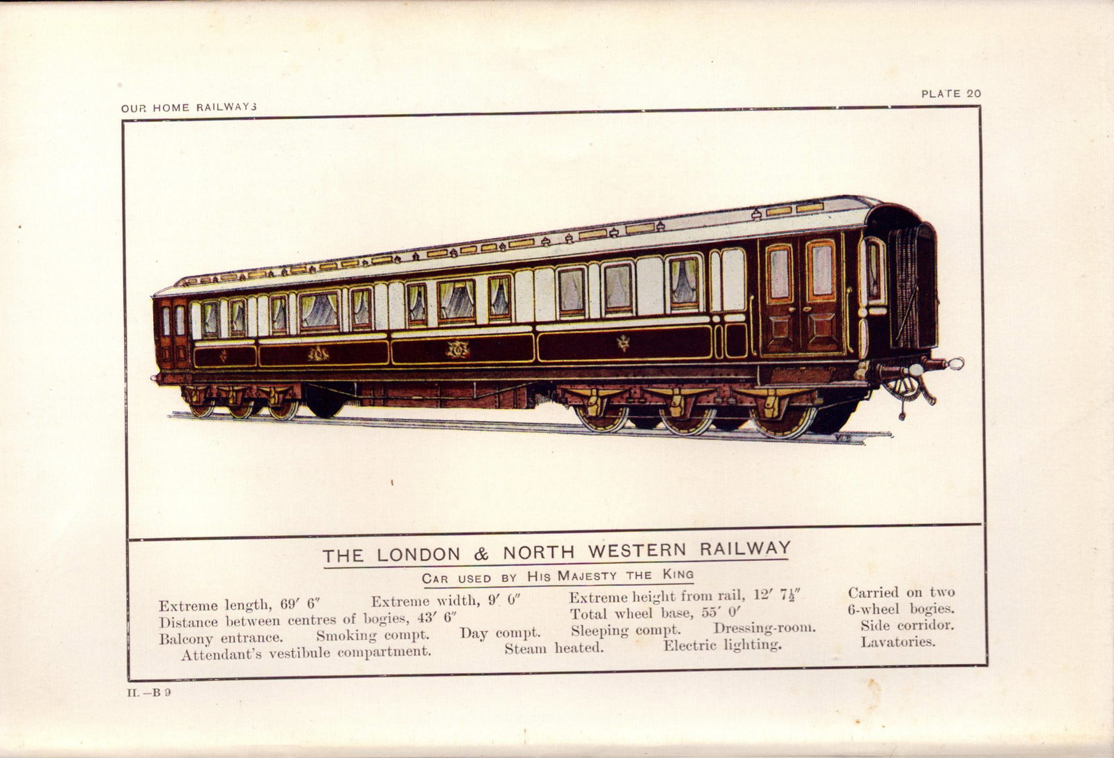London & North Western Railway Kings Carriage Train Antique Book Plate.: Title: London & North Western Railway Kings Carriage Train Antique Book Plate. Description: This Print Has Been Removed from an Antique Edition of Our Home Rail