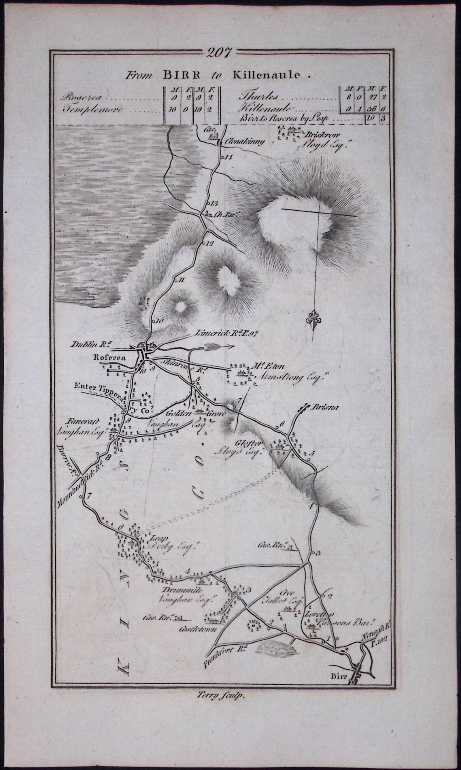 Ireland 245 Years -Old Antique Road Map Kilfenora Clare to Kilrush-208 - 2