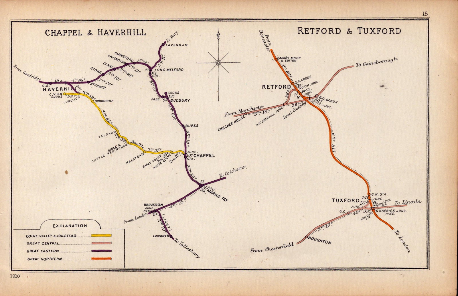 Retford, Tuxford, Boughton Antique Railway Junction Map-15.: Title: Retford, Tuxford, Boughton Antique Railway Junction Map-15. Description: This Antique Railway Junction Diagram Has Been Removed from a Copy of. 1920 Railway