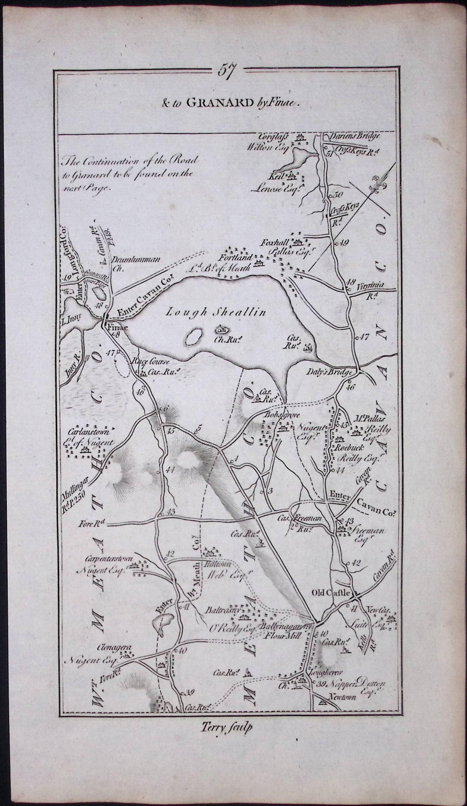 Ireland 245 Years -Old Antique Road Map From Dublin to Sligo-58 - 2