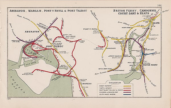 Aberavon Margam Pont y Rhyll & Port Talbot Wales Antique Railway Junction Map-141.: Title: Aberavon Margam Pont y Rhyll & Port Talbot Wales Antique Railway Junction Map-141. Description: This Antique Railway Junction Diagram Has Been Removed from a Copy of. <