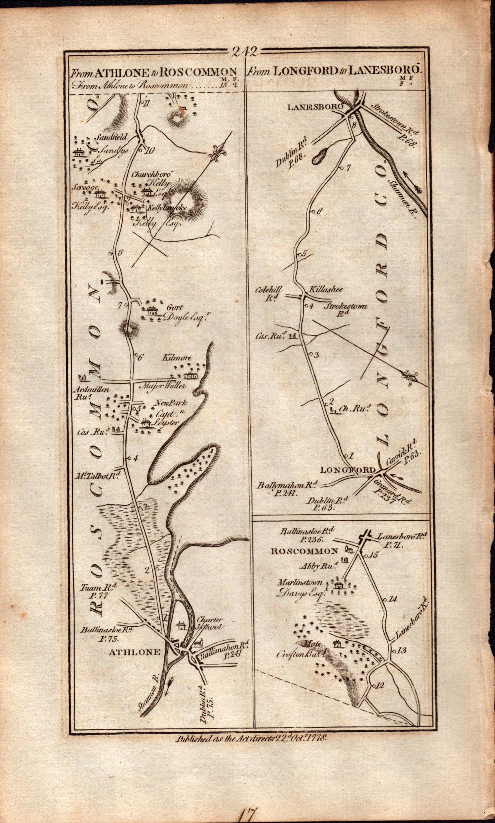 Ireland Rare Antique 1777 Map Athlone Killinure Longford Roscommon-242: Title: Ireland Rare Antique 1777 Map Athlone Killinure Longford Roscommon-242 Description: This Rare Irish Road Map Has Been Removed from a First Edition Copy of. Taylor