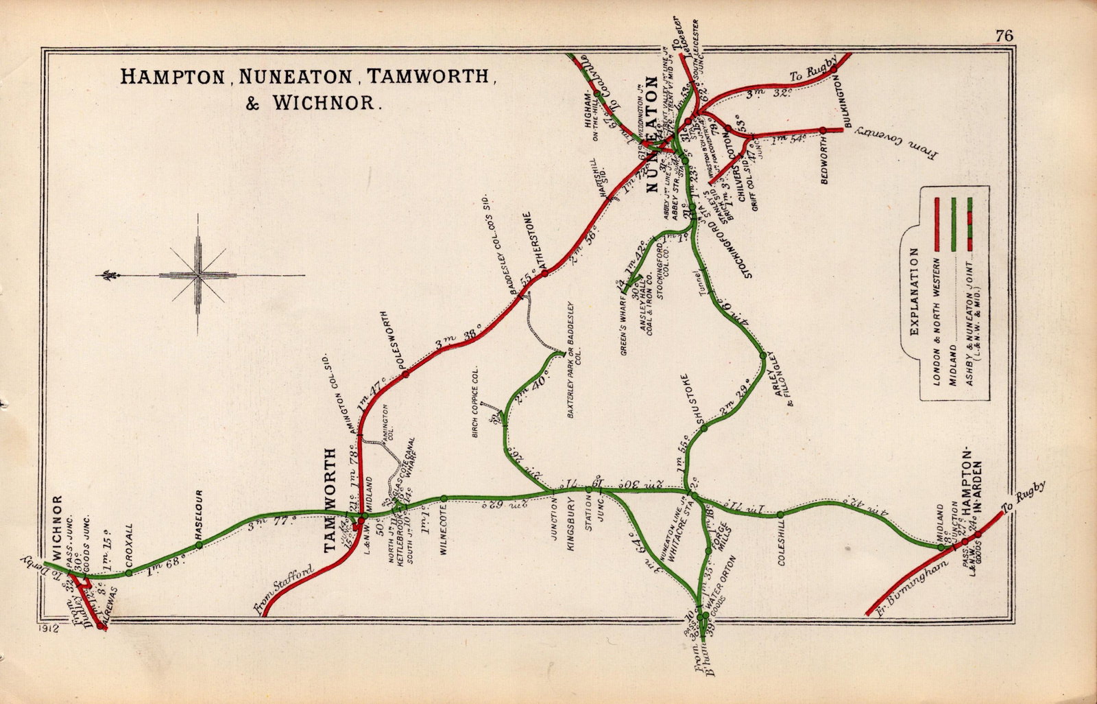 Nuneaton Tamworth Wichnor Warks Antique Railway Junction Diagram-76.: Title: Nuneaton Tamworth Wichnor Warks Antique Railway Junction Diagram-76. Description: This Antique Railway Junction Diagram Has Been Removed from a Copy of. 1920 Railway Cl