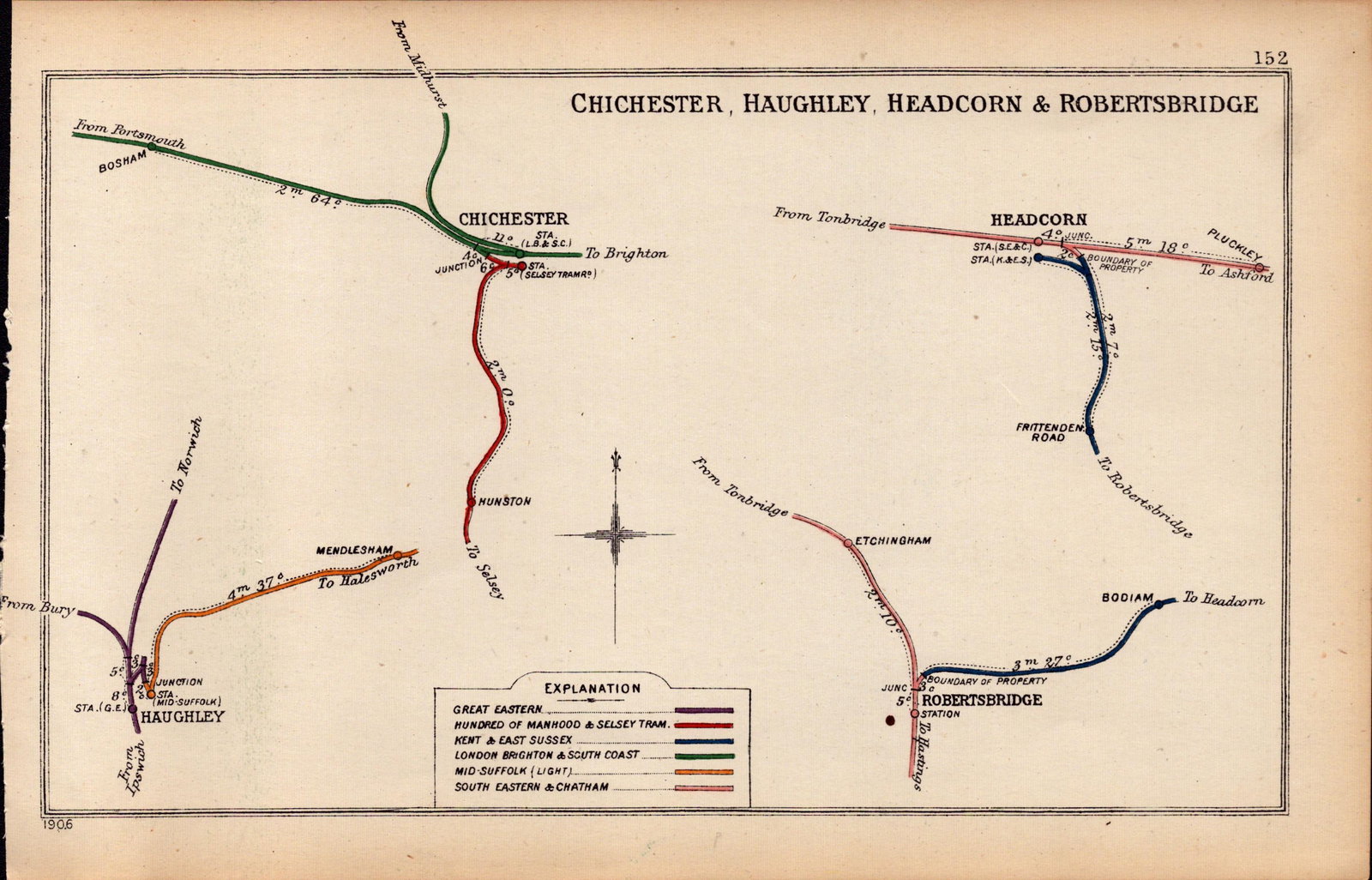 Chichester, Haughley, Robertsbridge Antique Railway Diagram-152. (1 of 2)