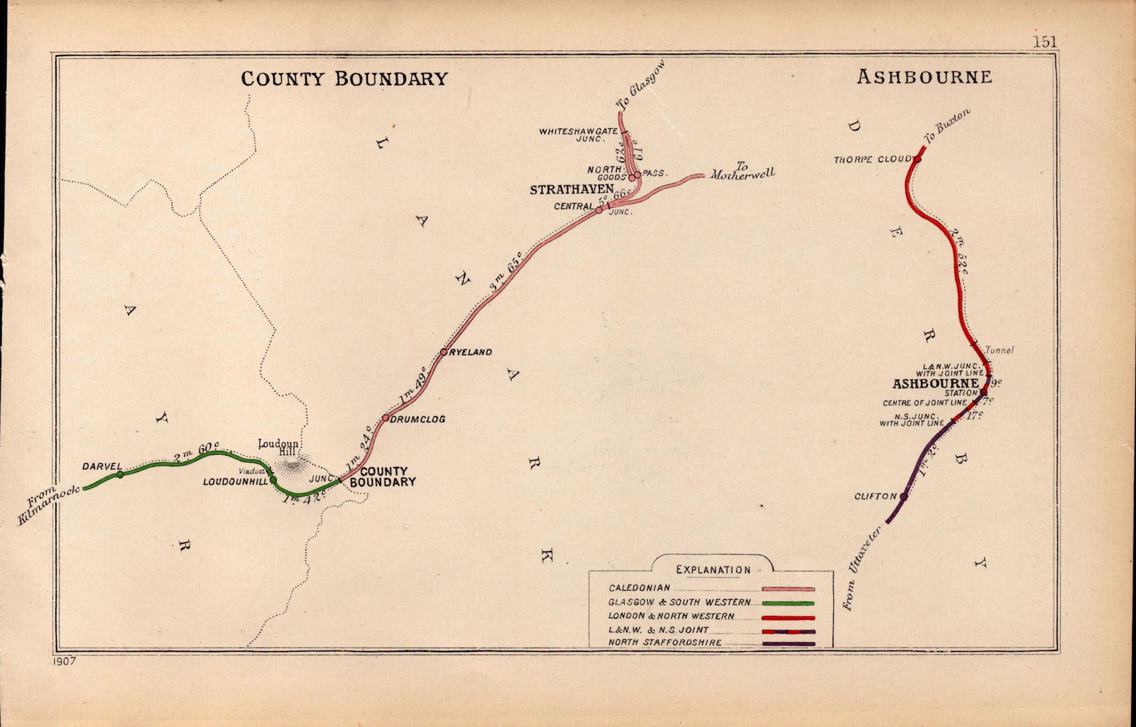 Strathaven & Ashbourne Antique Railway Junction Diagram-151. (1 of 2)