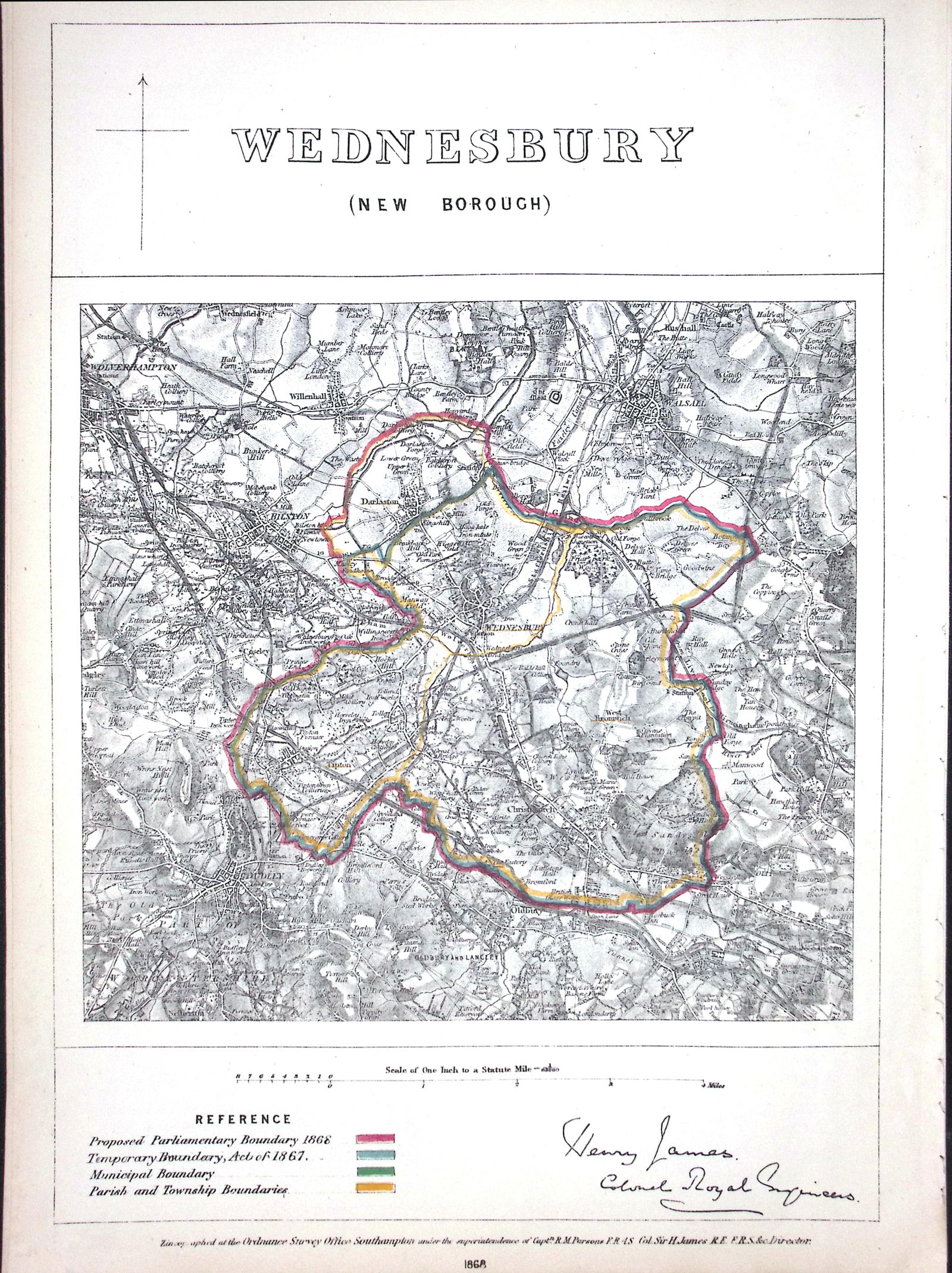 Wednesbury Midlands Boundary Commission 157-Year-Old Coloured Antique Map.: Title: Wednesbury Midlands Boundary Commission 157-Year-Old Coloured Antique Map. Description: Wednesbury Midlands Boundary Commission 157-Year-Old Coloured Antique Map. Original Antique
