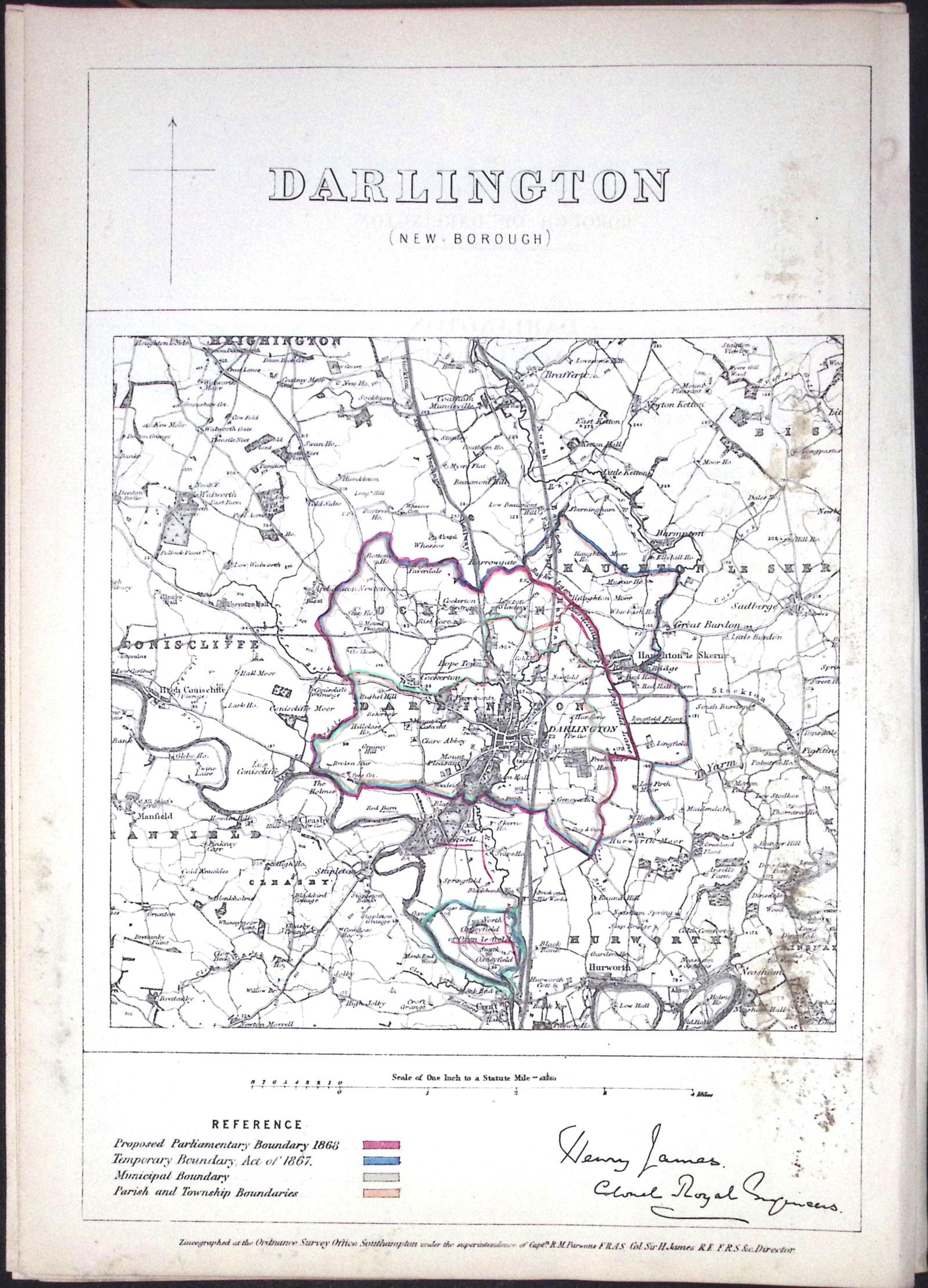 Darlington Durham Boundary Commission 157-Year-Old Antique Map.: Title: Darlington Durham Boundary Commission 157-Year-Old Antique Map. Description: Darlington Durham Boundary Commission 157-Year-Old Antique Map. Original Antique Lithograph Map Taken from a
