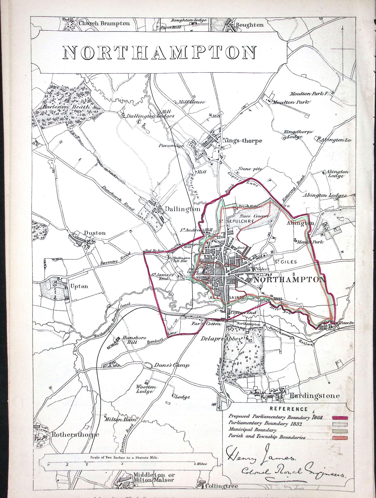 Northampton City & District Boundary Commission 157-Year-Old Coloured Antique Map.: Title: Northampton City & District Boundary Commission 157-Year-Old Coloured Antique Map. Description: Northampton City & District Boundary Commission 157-Year-Old Coloured A