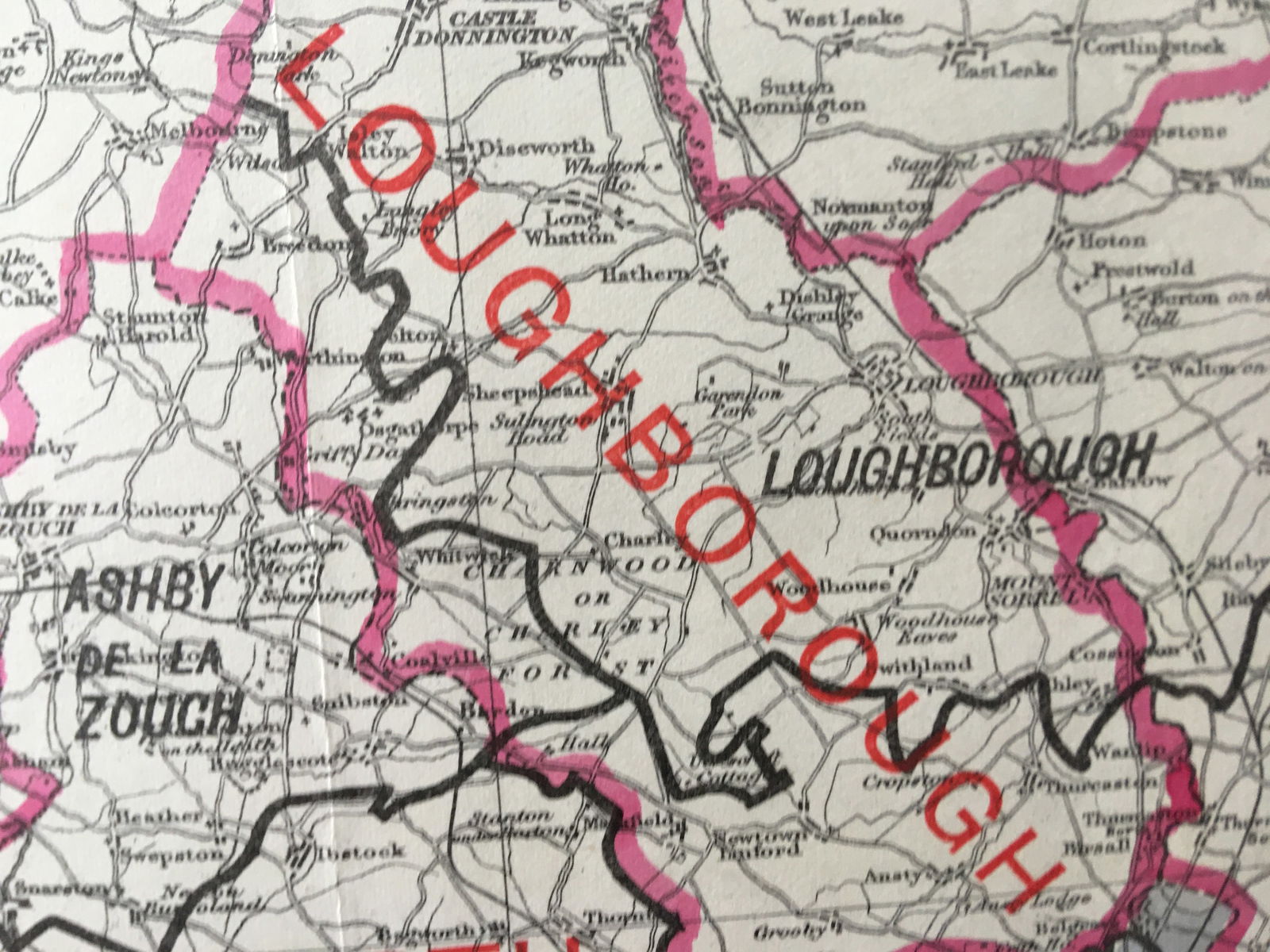 Antique 139 Years-Old Scarce Map Leicestershire 1885 Boundary Changes. - 2
