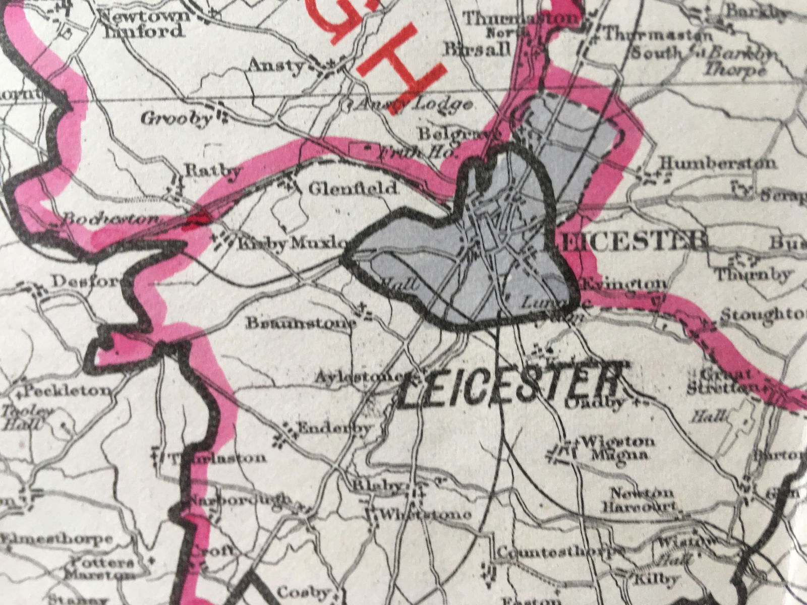 Antique 139 Years-Old Scarce Map Leicestershire 1885 Boundary Changes. - 8
