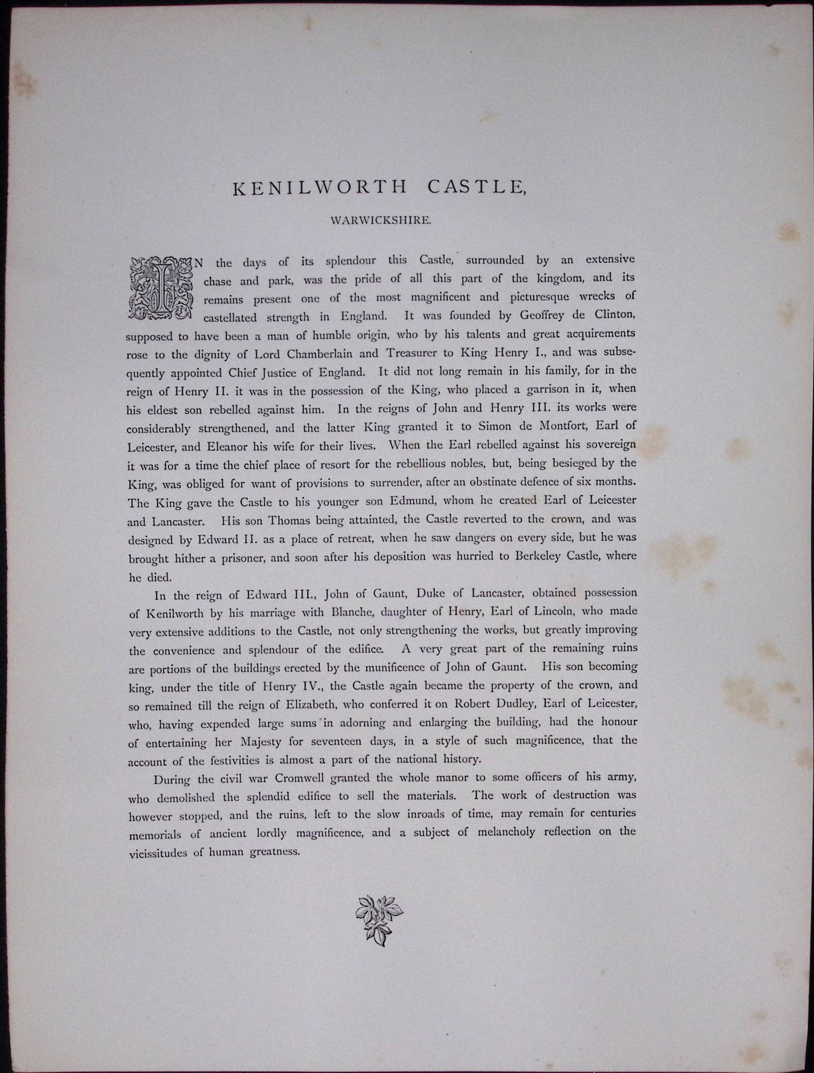 J.M.W Turner Rare “Kenilworth Castle” 1873 Picturesque Views in England-33 - 2
