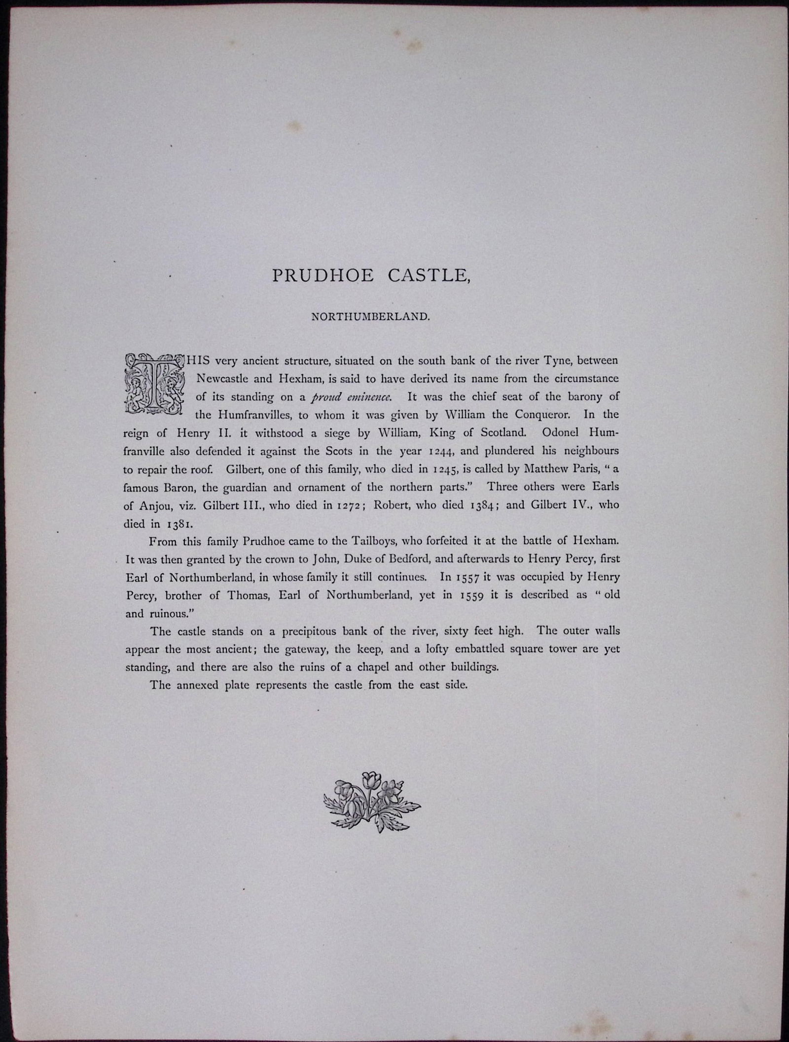 J.M.W Turner Rare “Prudhoe Castle Northumberland ” 1873 Picturesque Views in England-36 - 2