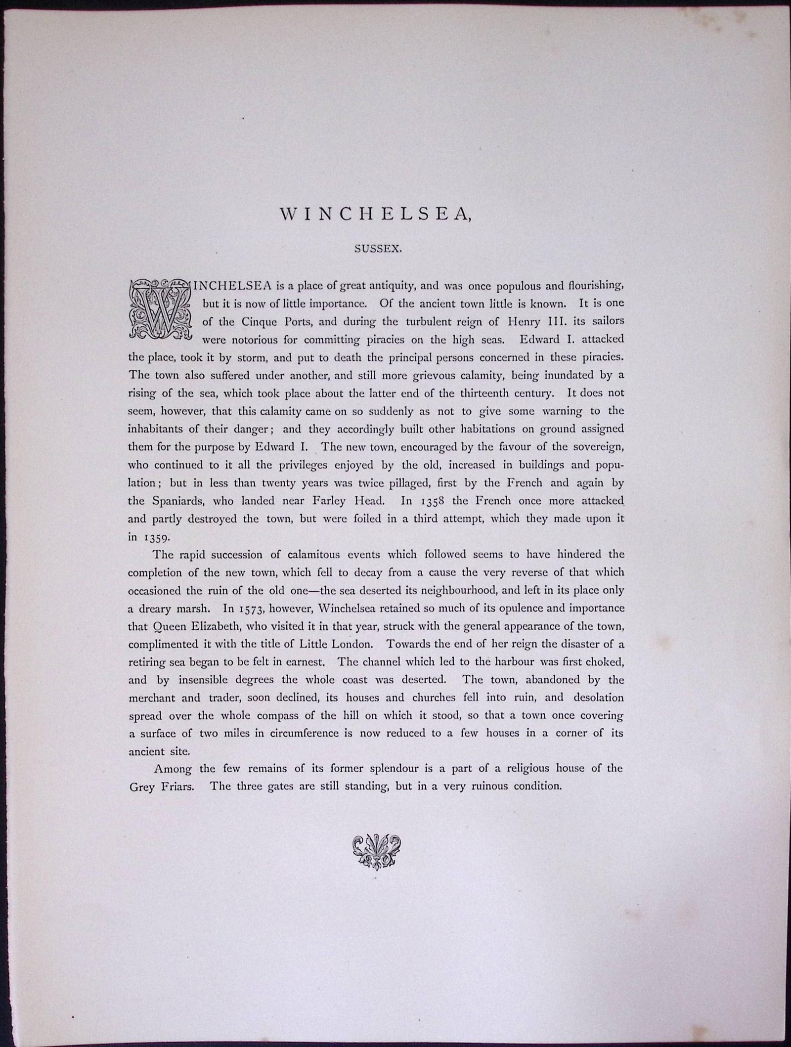 J.M.W Turner Rare “Winchelsea Sussex” 1873 Picturesque Views in England-77 - 2
