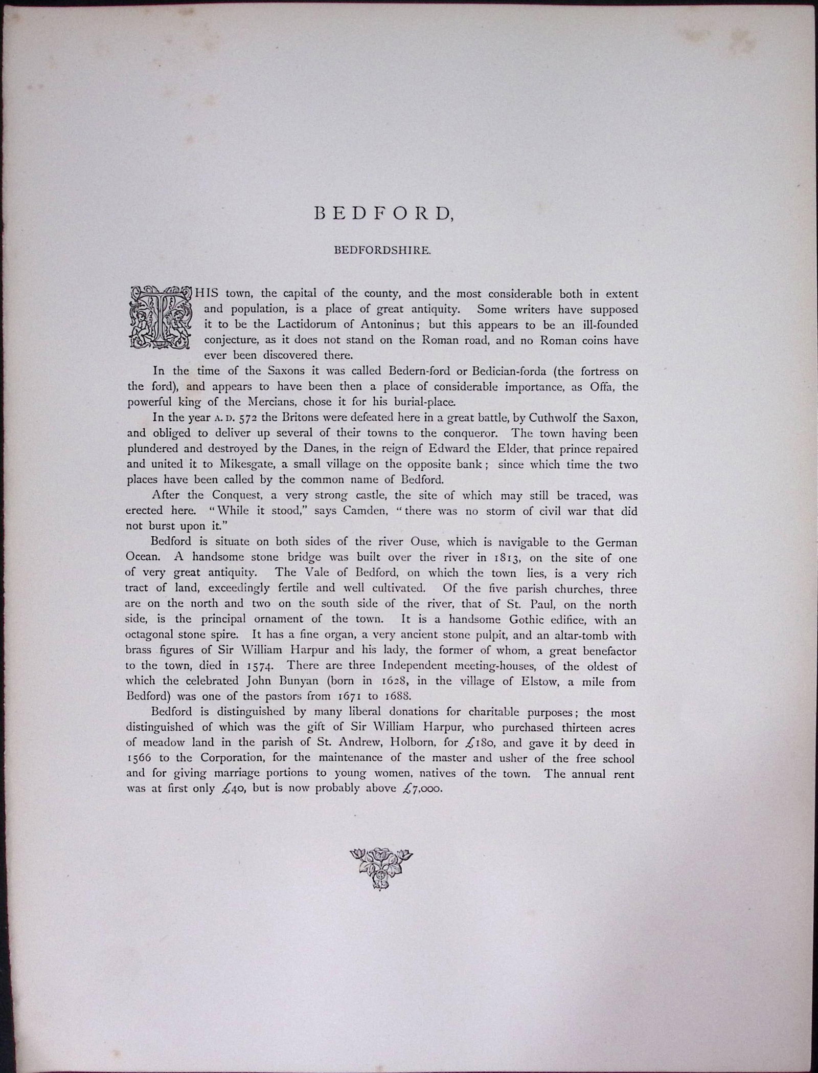 J.M.W Turner Rare “City of Bedford” 1873 Picturesque Views in England-52 - 2
