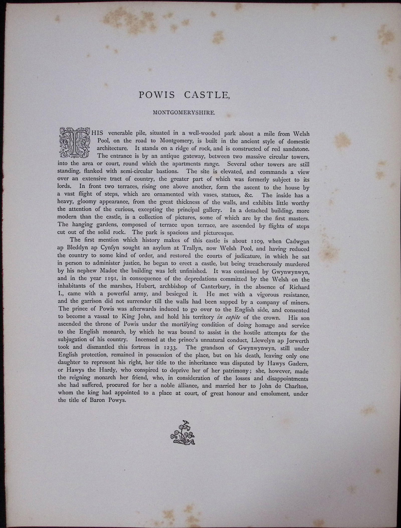 J.M.W Turner Rare “Powis Castle Wales” 1873 Picturesque Views in England-26 - 2