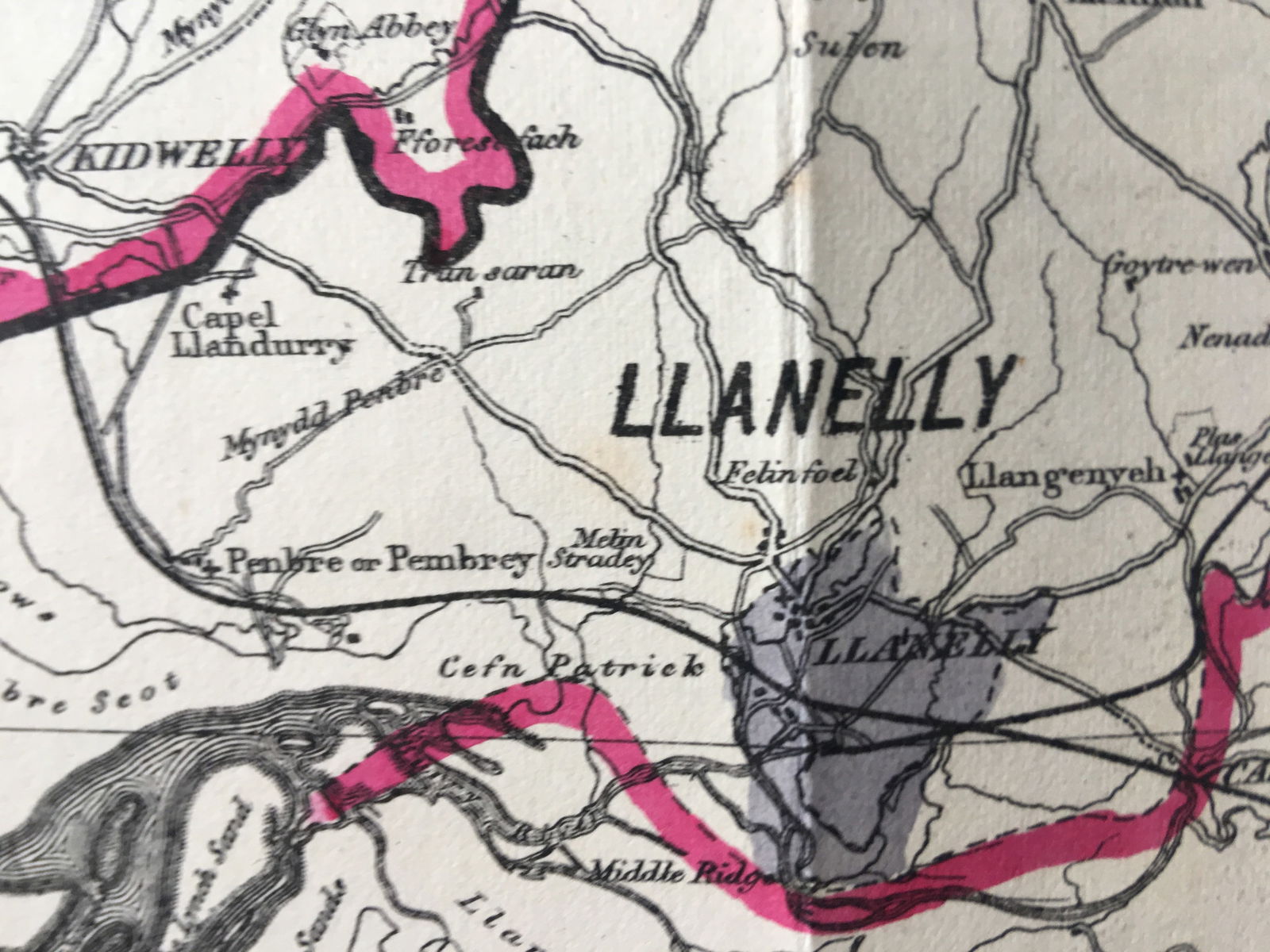 Antique 139 Years-Old Scarce Map Carmarthenshire 1885 Boundary Changes. - 4