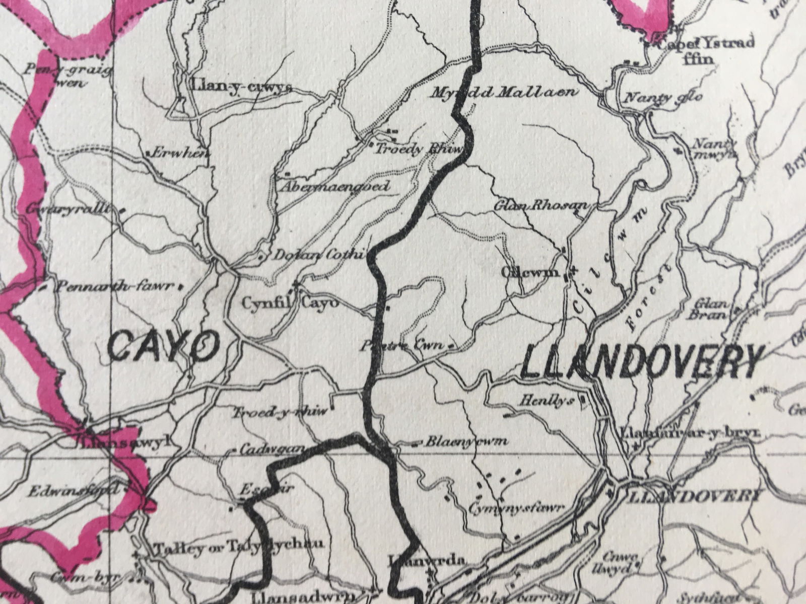 Antique 139 Years-Old Scarce Map Carmarthenshire 1885 Boundary Changes. - 5