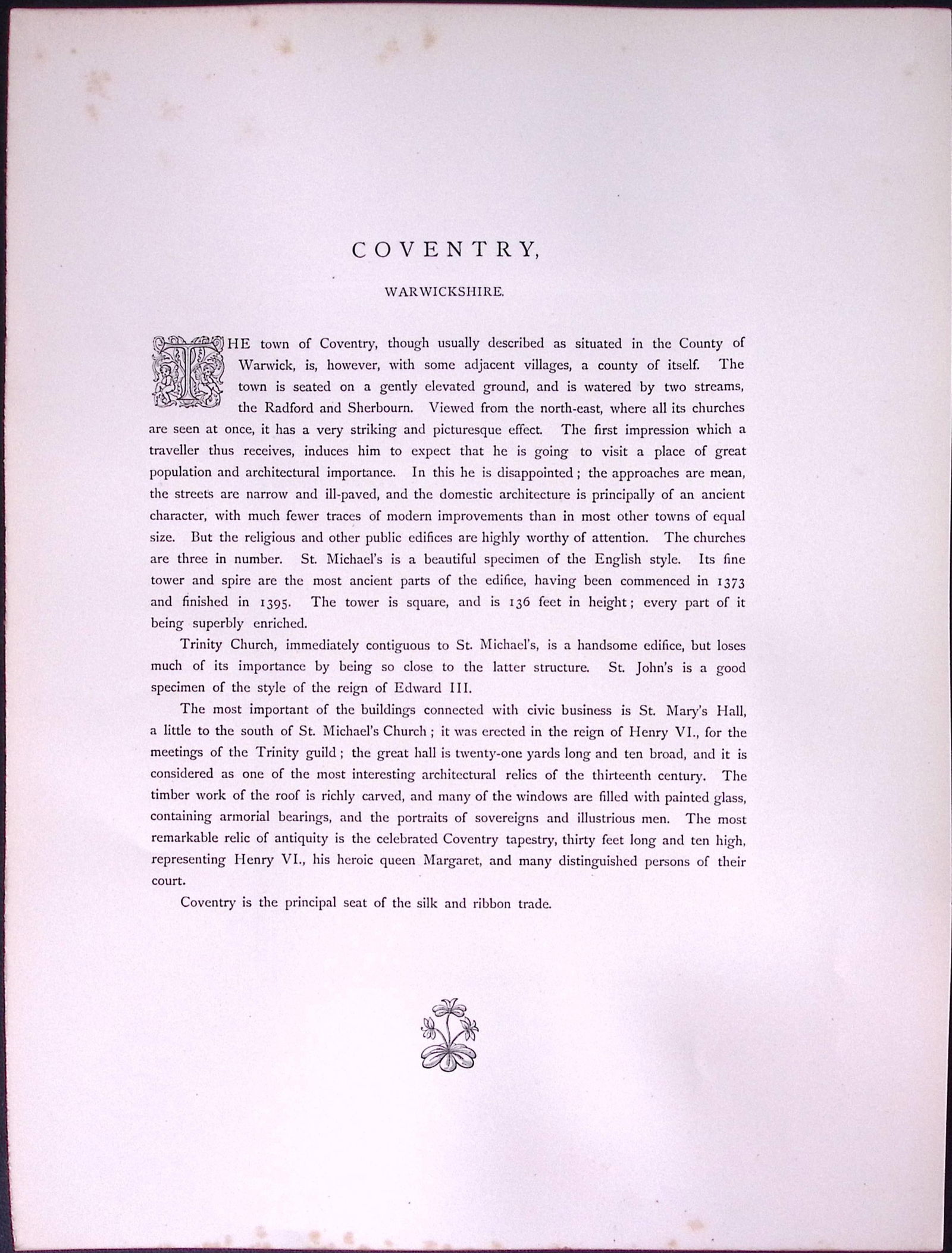 J.M.W Turner Rare “City of Coventry” 1873 Picturesque Views in England-64 - 2