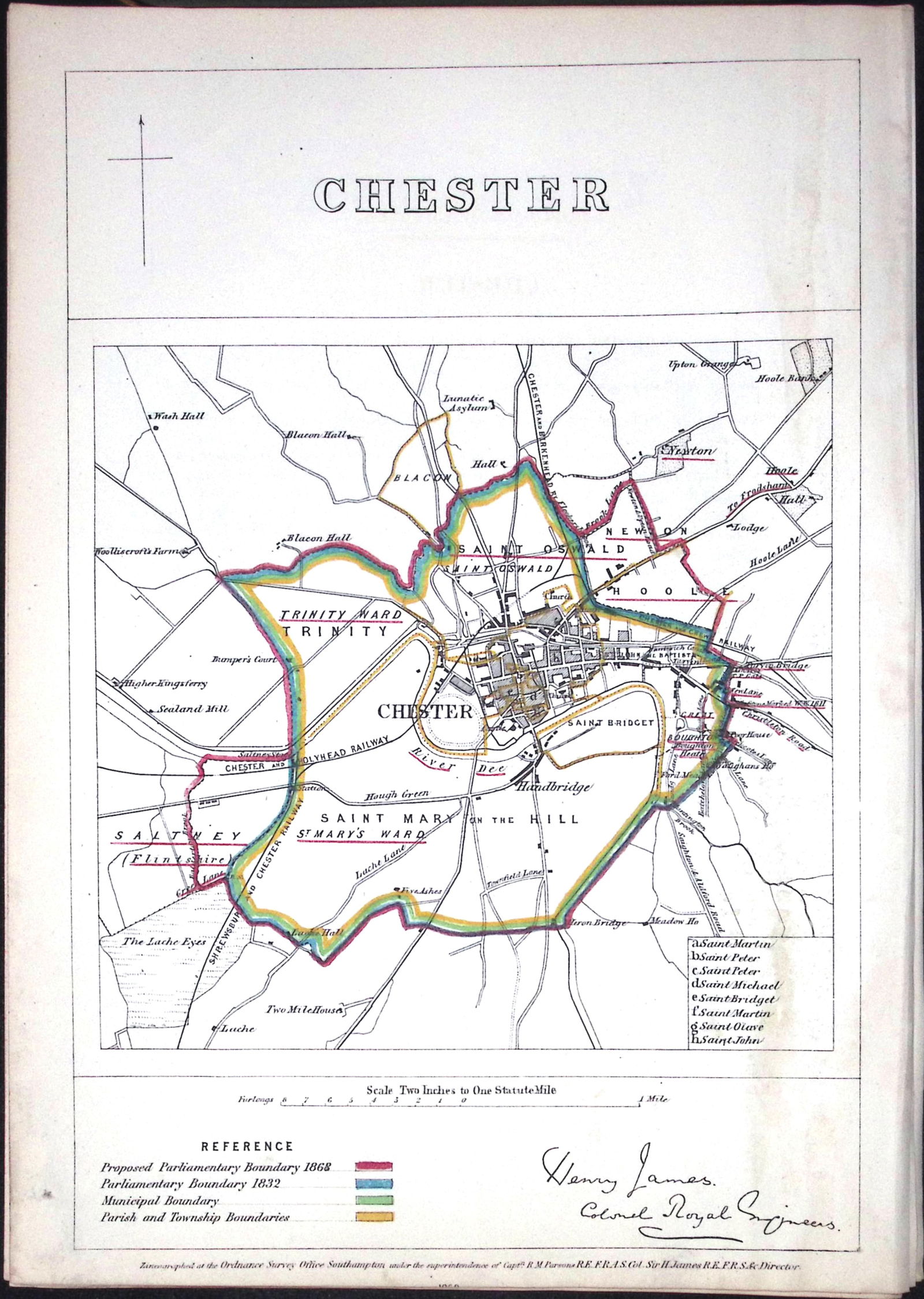 Chester Cheshire Boundary Commission 157-Year-Old Antique Map.: Title: Chester Cheshire Boundary Commission 157-Year-Old Antique Map. Description: Chester Cheshire Boundary Commission 157-Year-Old Antique Map. Original Antique Lithograph Map Taken from a