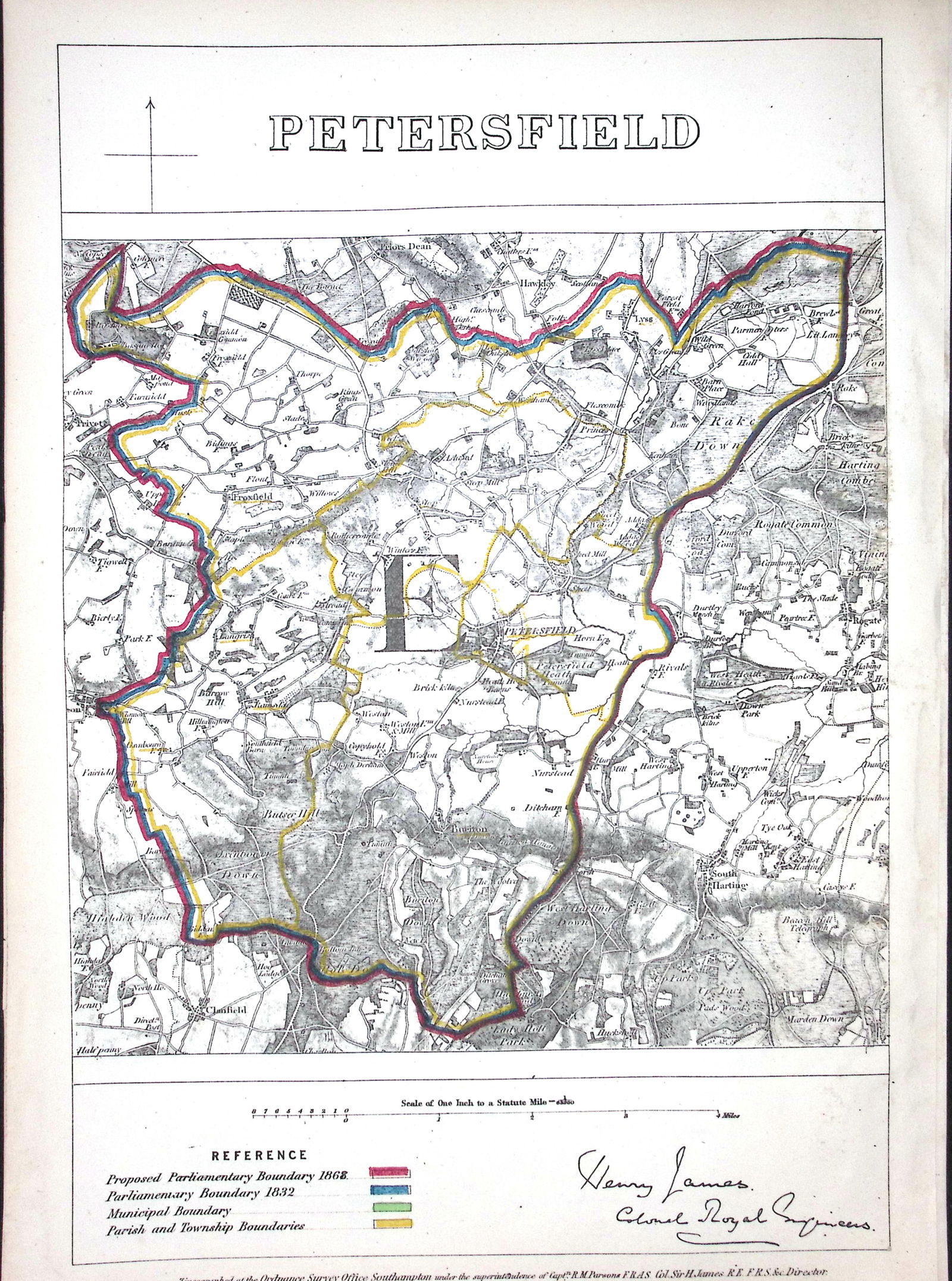 Petersfield Hampshire Boundary Commission 157-Year-Old Coloured Antique Map.: Title: Petersfield Hampshire Boundary Commission 157-Year-Old Coloured Antique Map. Description: Petersfield Hampshire Boundary Commission 157-Year-Old Coloured Antique Map. Original Antique