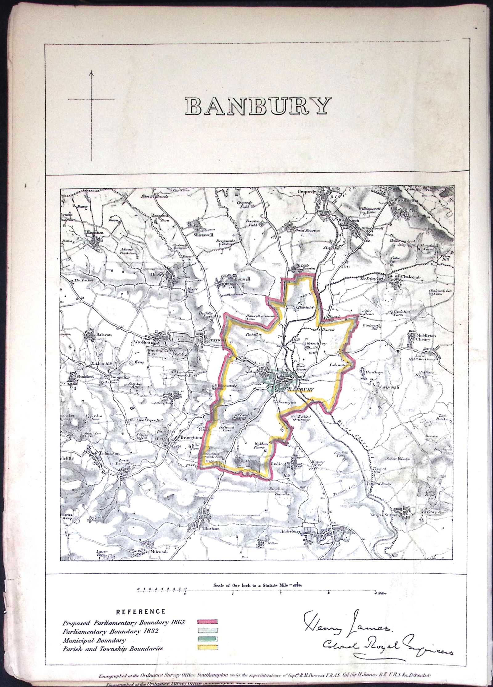 Banbury Oxfordshire Boundary Commission 157-Year-Old Coloured Antique Map.: Title: Banbury Oxfordshire Boundary Commission 157-Year-Old Coloured Antique Map. Description: Banbury Oxfordshire Boundary Commission 157-Year-Old Coloured Antique Map. Original Antique