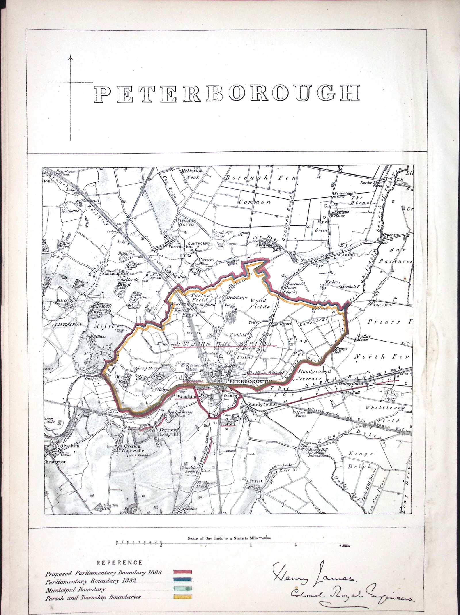 Peterborough City & District Boundary Commission 157-Year-Old Coloured Antique Map.: Title: Peterborough City & District Boundary Commission 157-Year-Old Coloured Antique Map. Description: Peterborough City & District Boundary Commission 157-Year-Old Coloured