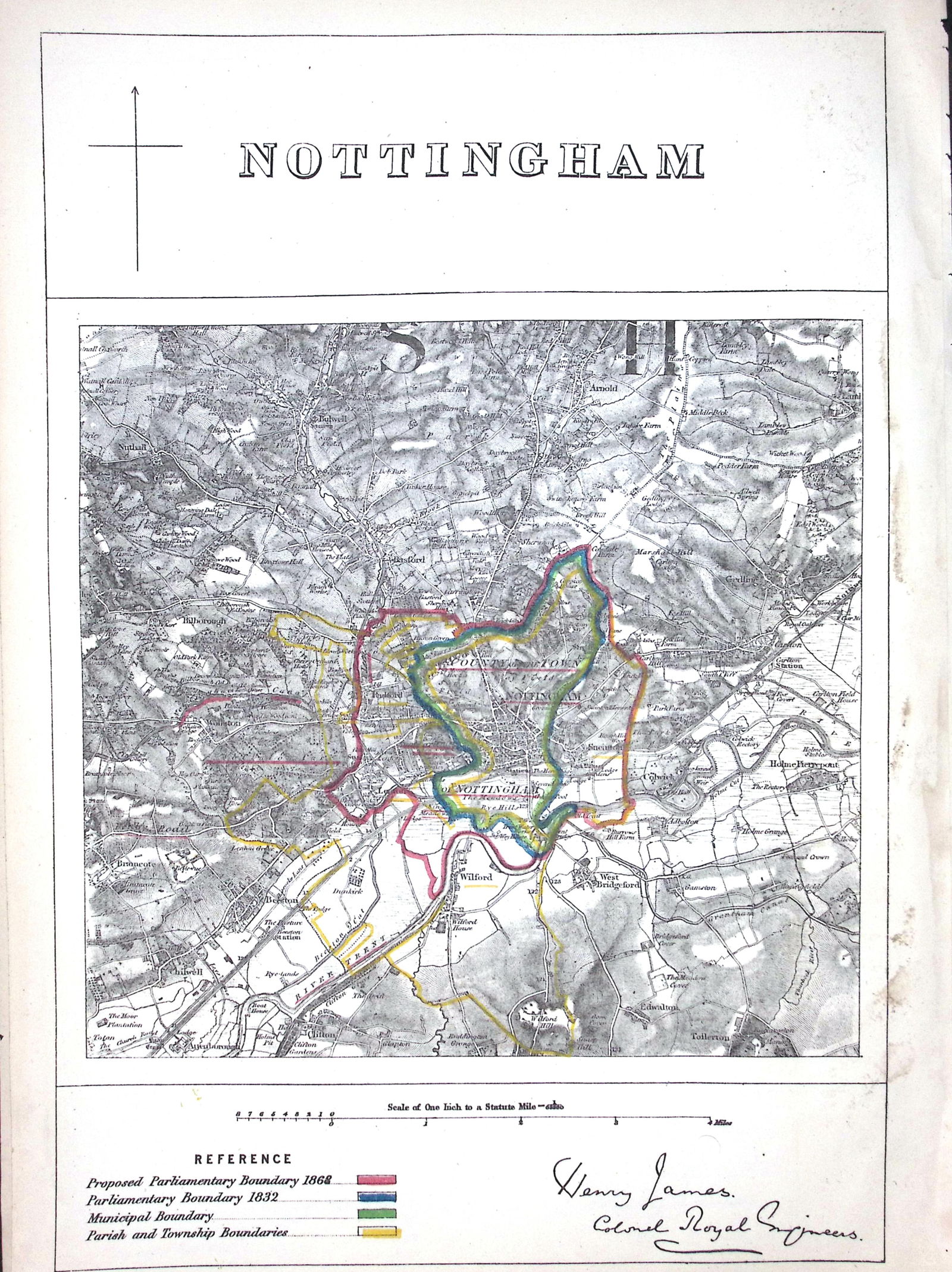 Nottingham City & District Boundary Commission 157-Year-Old Coloured Antique Map.: Title: Nottingham City & District Boundary Commission 157-Year-Old Coloured Antique Map. Description: Nottingham City & District Boundary Commission 157-Year-Old Coloured Ant