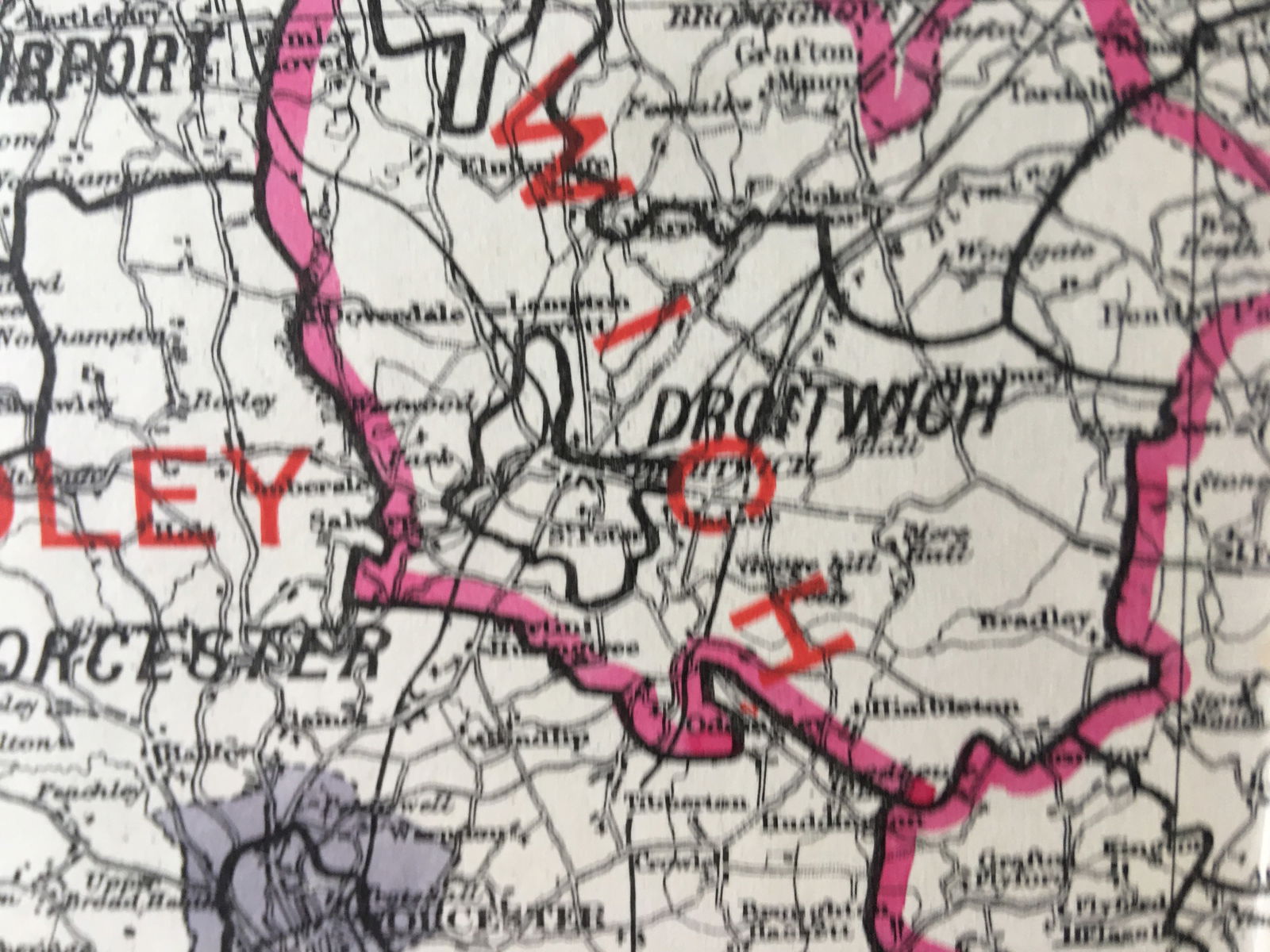 Antique 139 Years-Old Scarce Map Worcestershire 1885 Boundary Changes. - 10