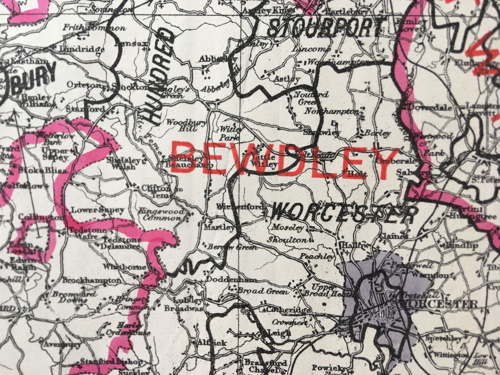 Antique 139 Years-Old Scarce Map Worcestershire 1885 Boundary Changes. - 3