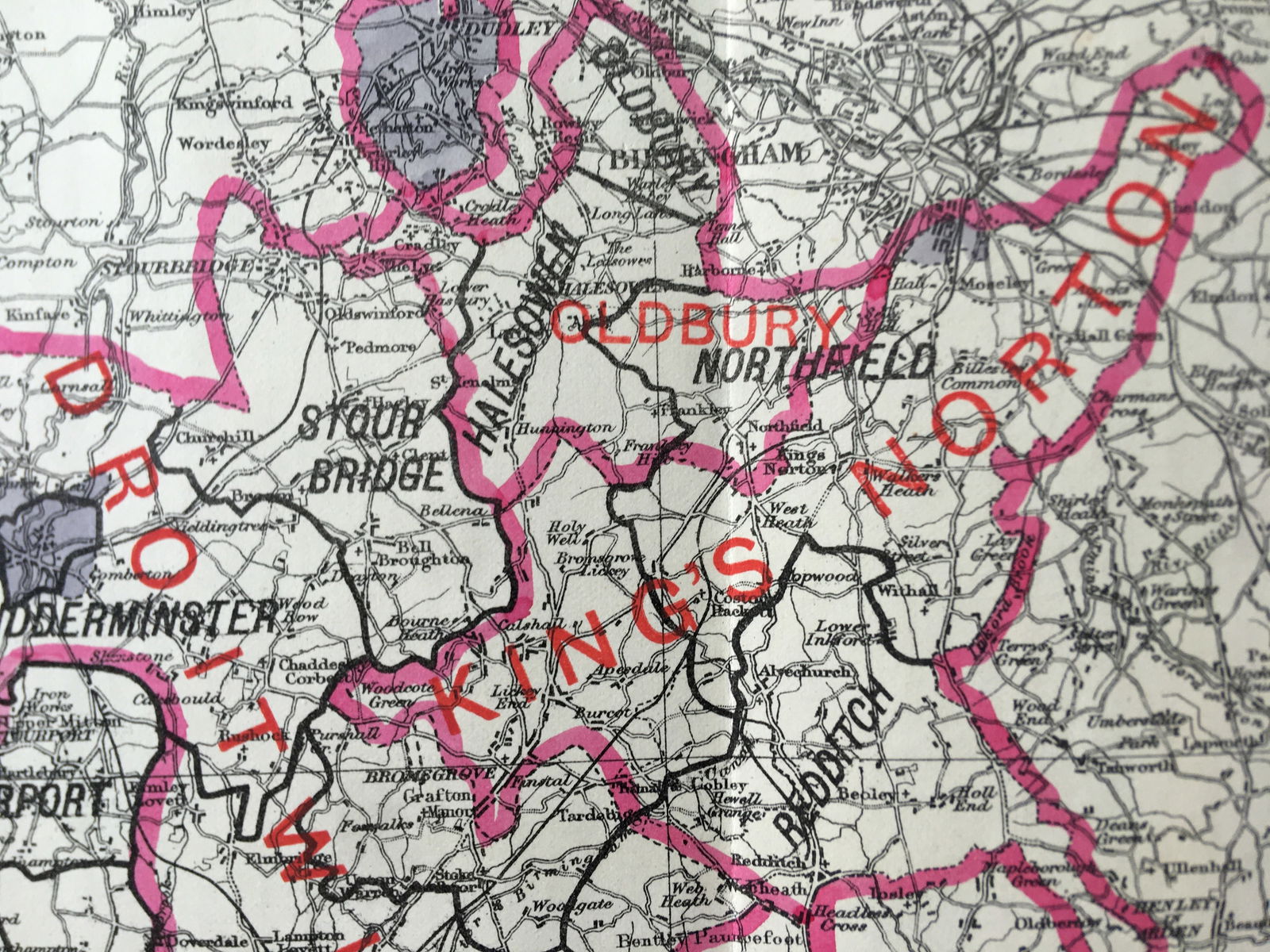 Antique 139 Years-Old Scarce Map Worcestershire 1885 Boundary Changes. - 4