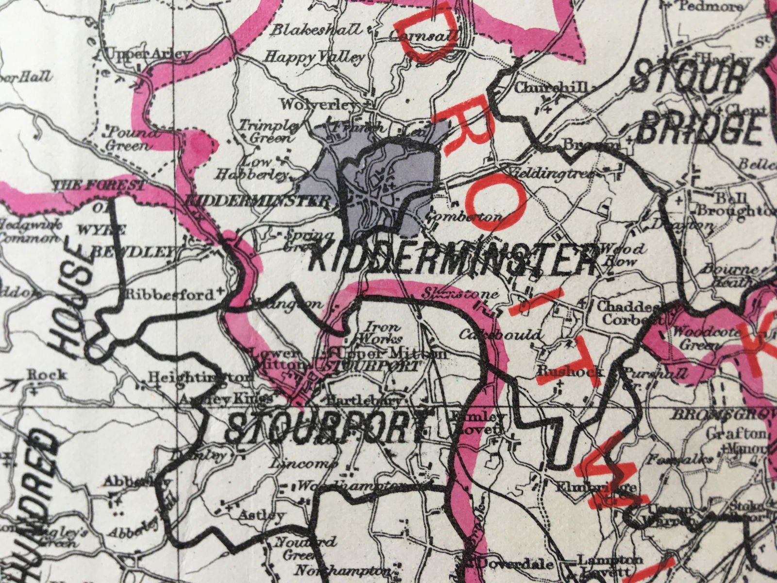 Antique 139 Years-Old Scarce Map Worcestershire 1885 Boundary Changes. - 9