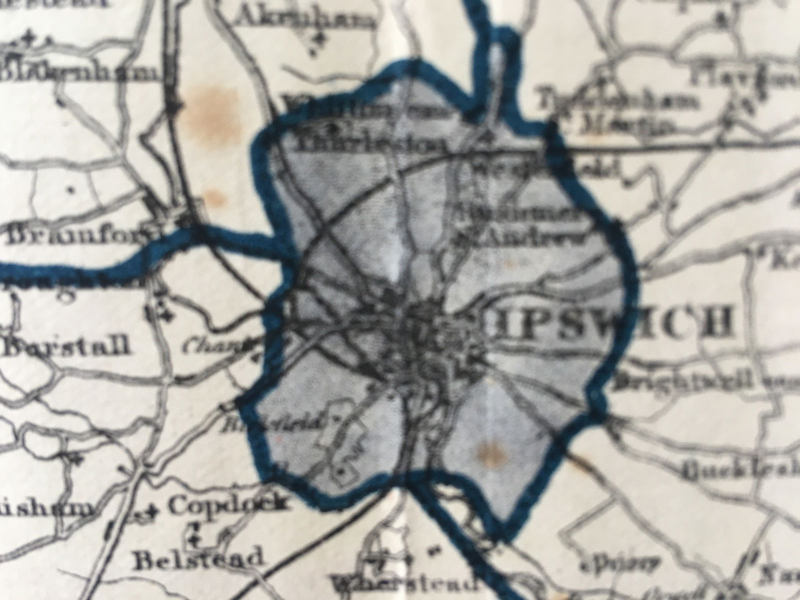 Antique 139 Years-Old Scarce Map County Suffolk 1885 Boundary Changes. - 10