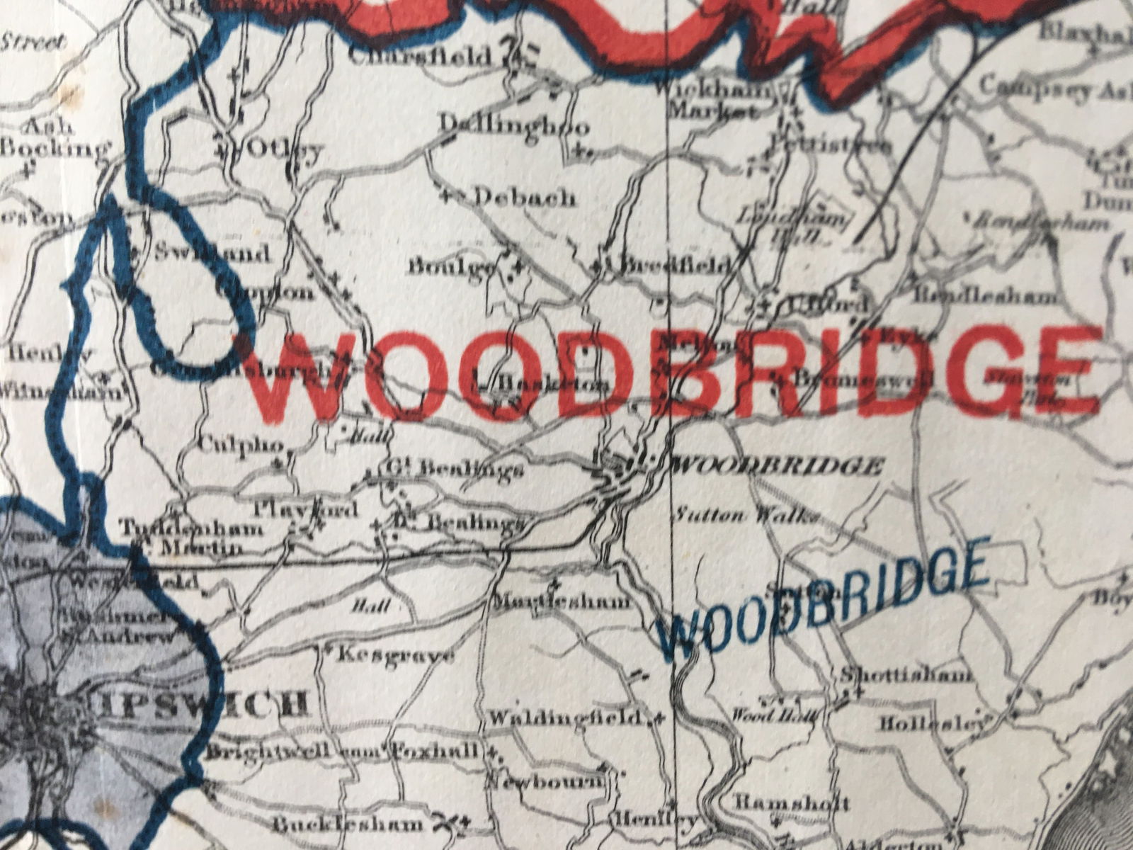 Antique 139 Years-Old Scarce Map County Suffolk 1885 Boundary Changes. - 3