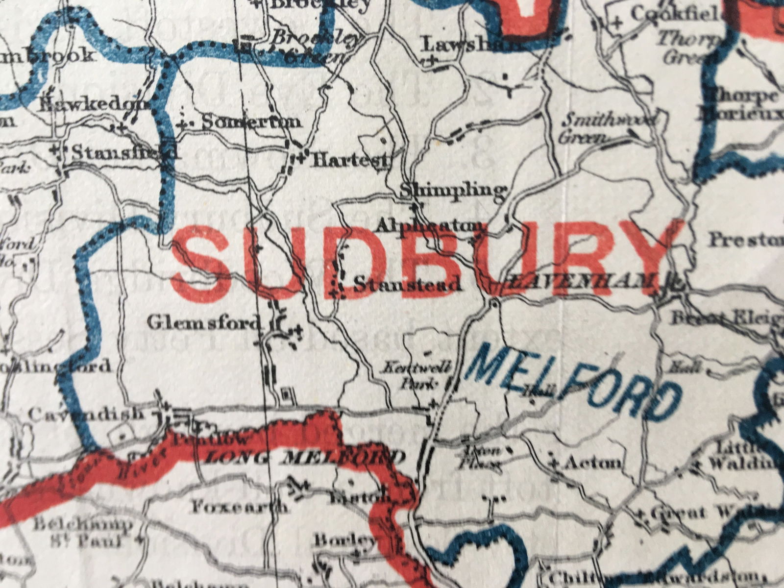 Antique 139 Years-Old Scarce Map County Suffolk 1885 Boundary Changes. - 4