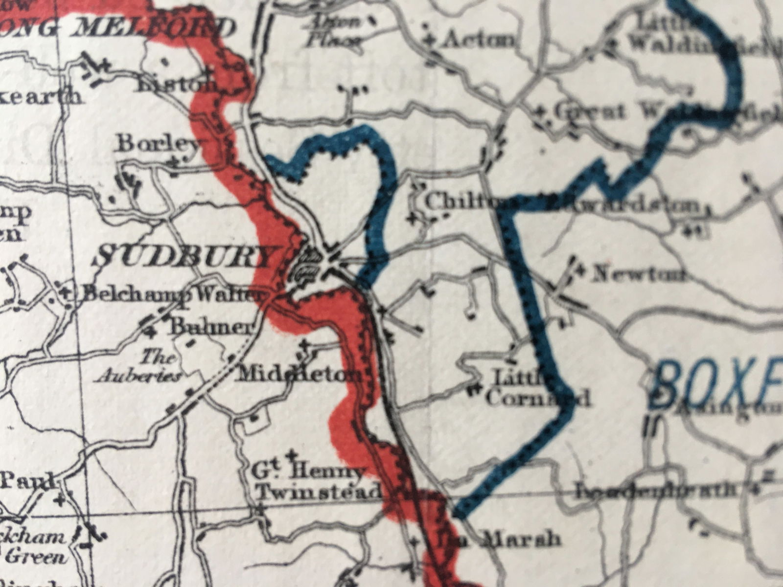 Antique 139 Years-Old Scarce Map County Suffolk 1885 Boundary Changes. - 7